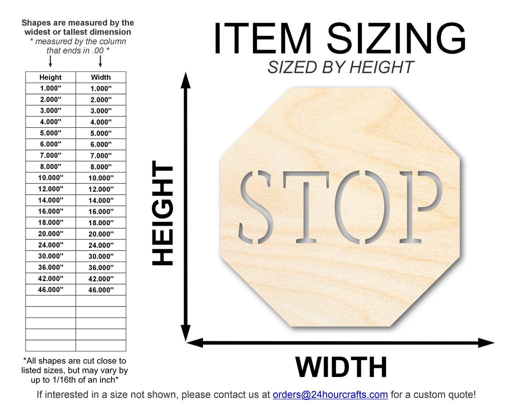 Unfinished Wood Stop Sign Shape | DIY Craft Cutout | up to 46" DIY