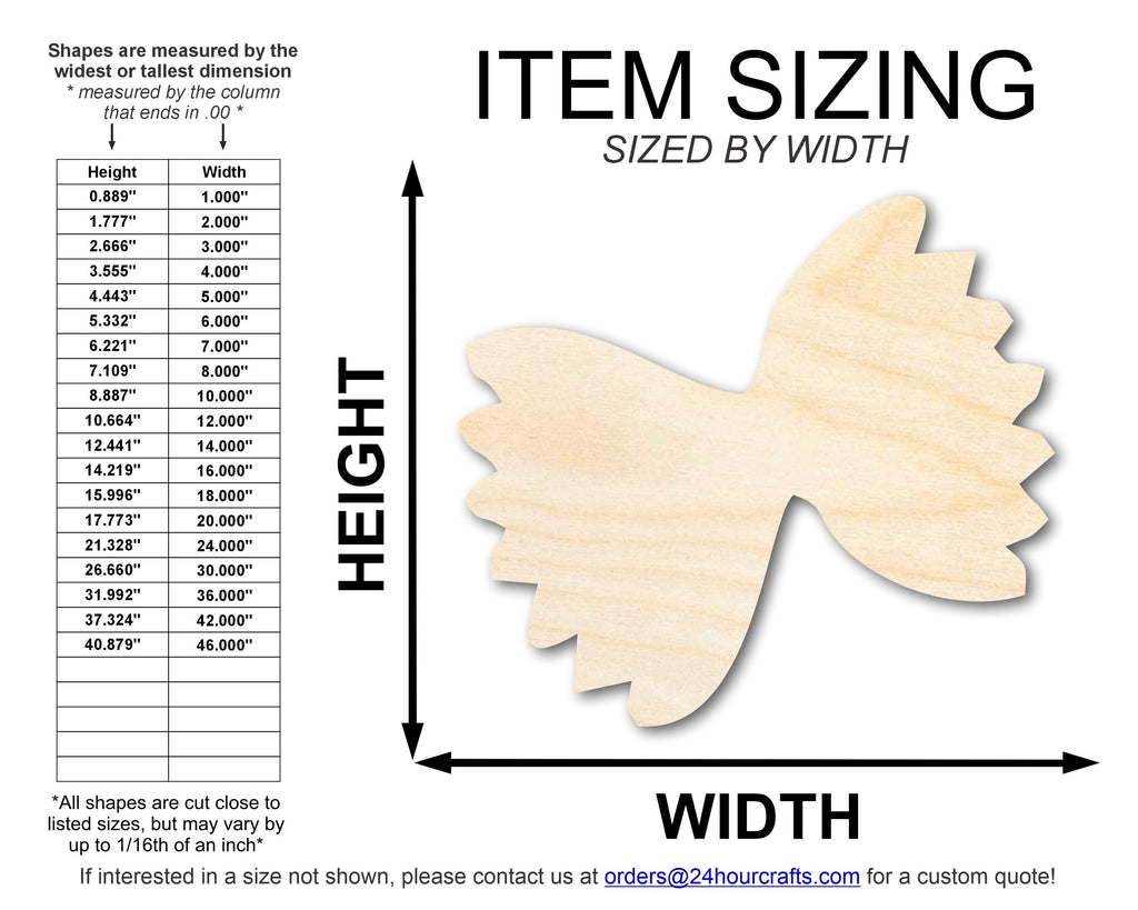Unfinished Wood Farfalle Pasta| DIY Craft Cutout | up to 46" DIY