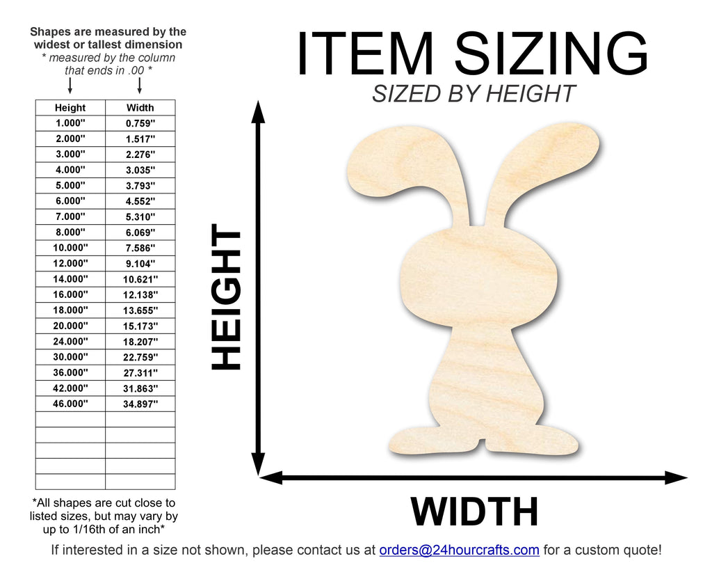 Unfinished Wood Cartoon Bunny Shape | DIY Craft Cutout | up to 46" DIY