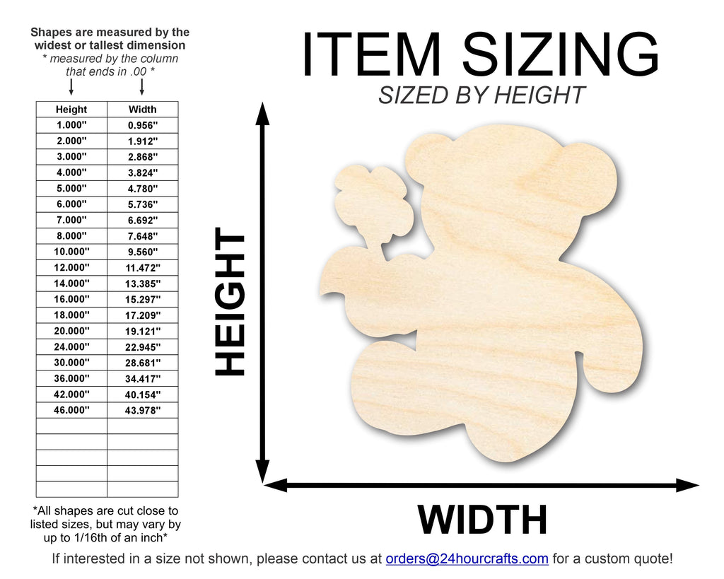Unfinished Wood Flower Bear Shape | DIY Craft Cutout | up to 46" DIY