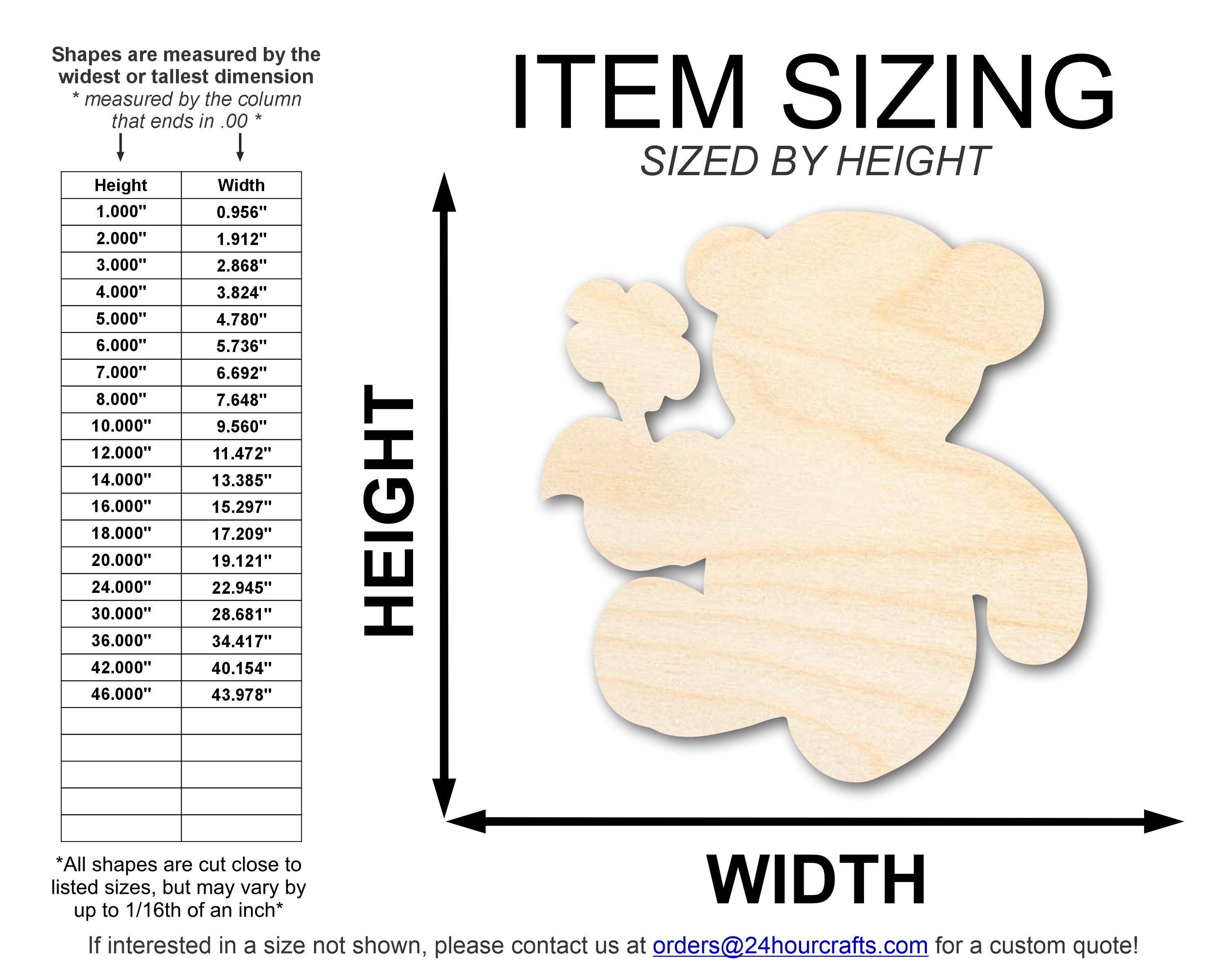 Unfinished Wood Flower Bear Shape | DIY Craft Cutout | up to 46" DIY