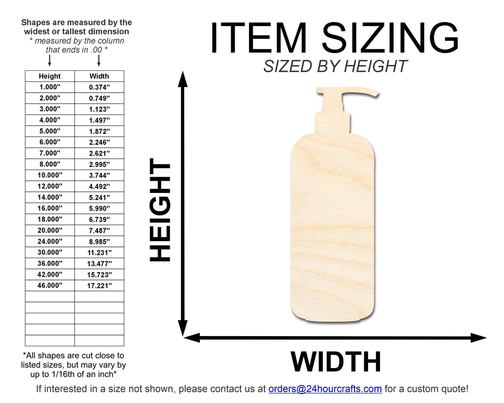 Unfinished Wood Lotion Bottle Shape | DIY Craft Cutout | up to 46" DIY