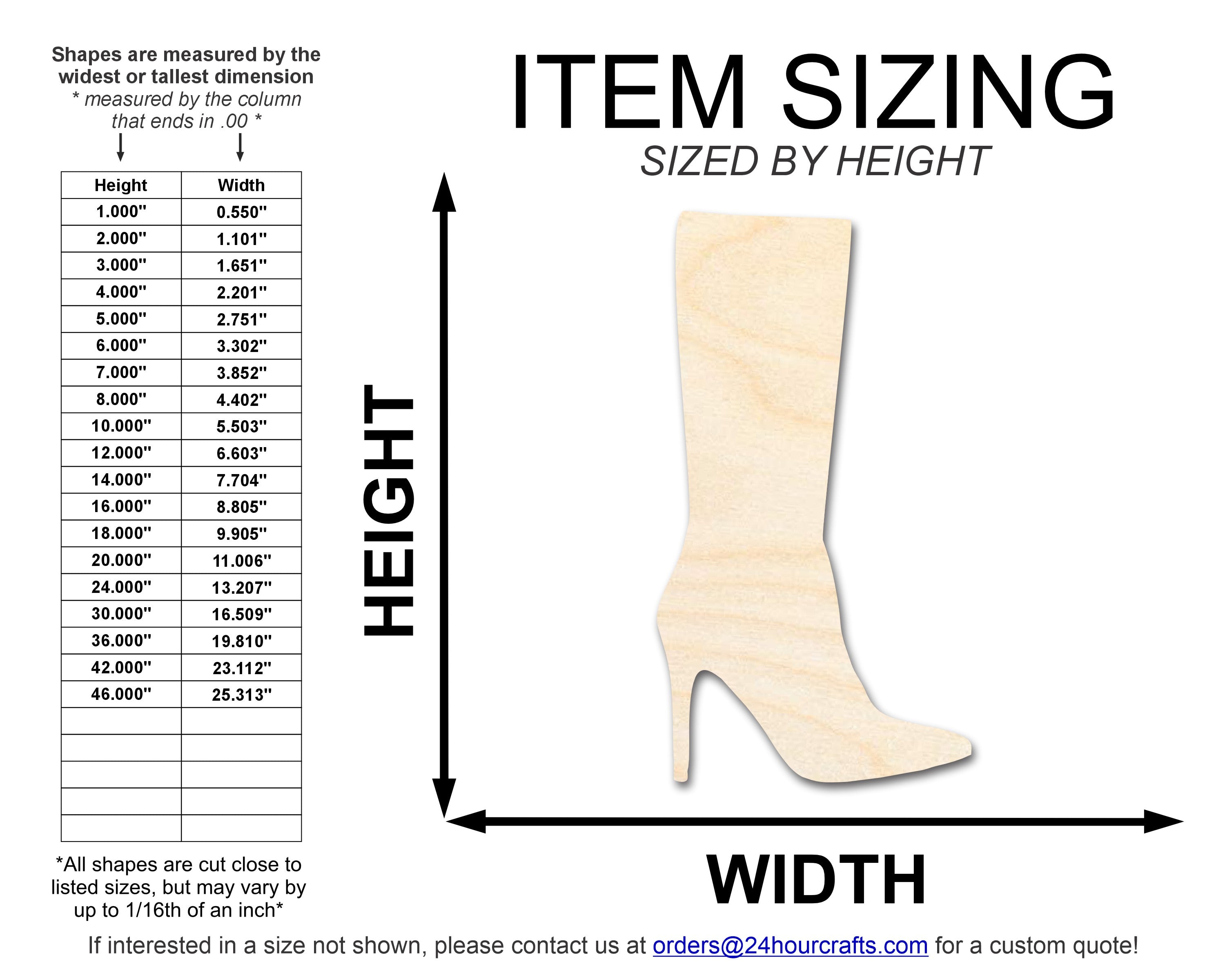 Unfinished Wood Stiletto Boot Shape | DIY Craft Cutout | up to 46" DIY