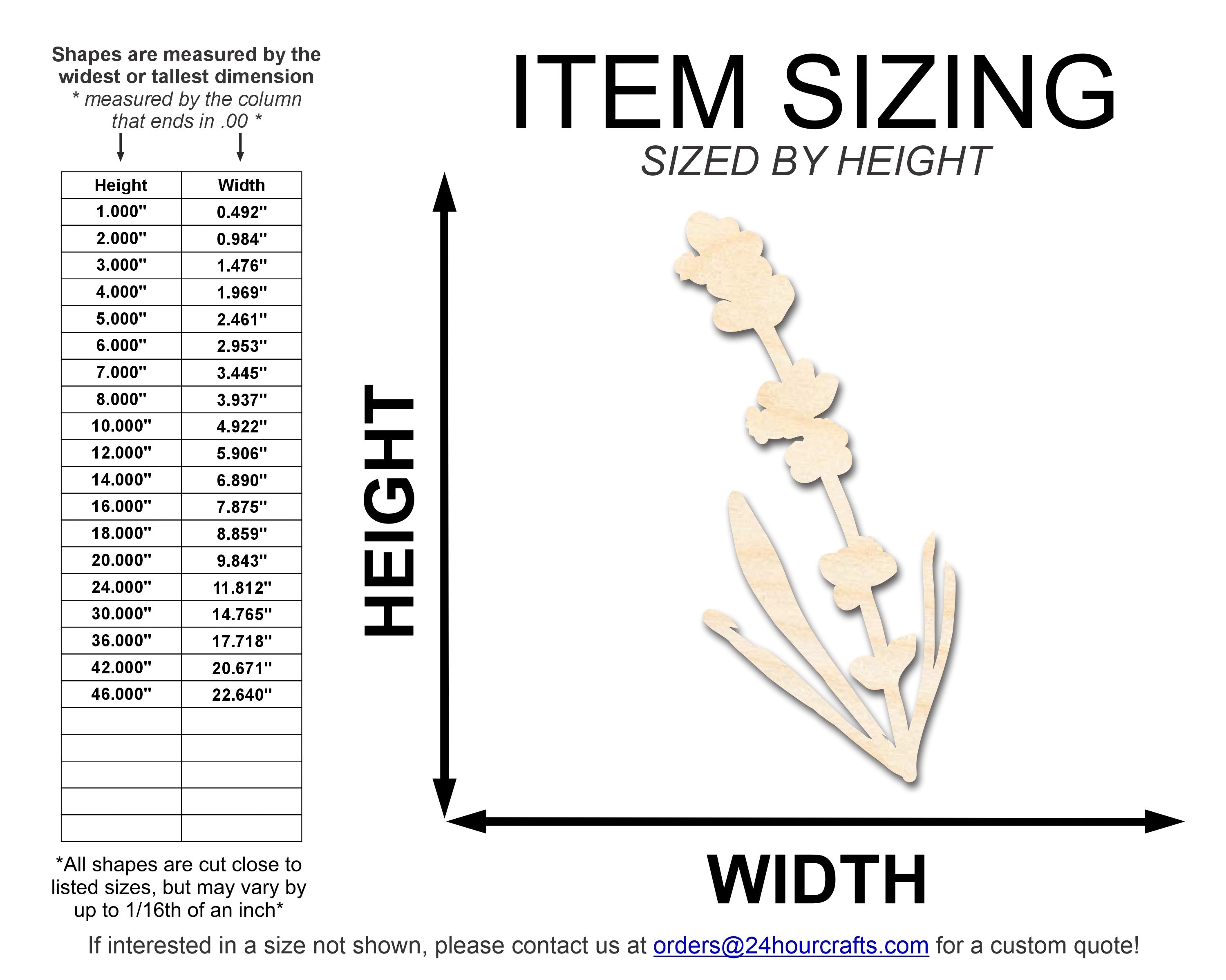 Unfinished Wood Lavender Shape | DIY Craft Cutout | up to 46" DIY