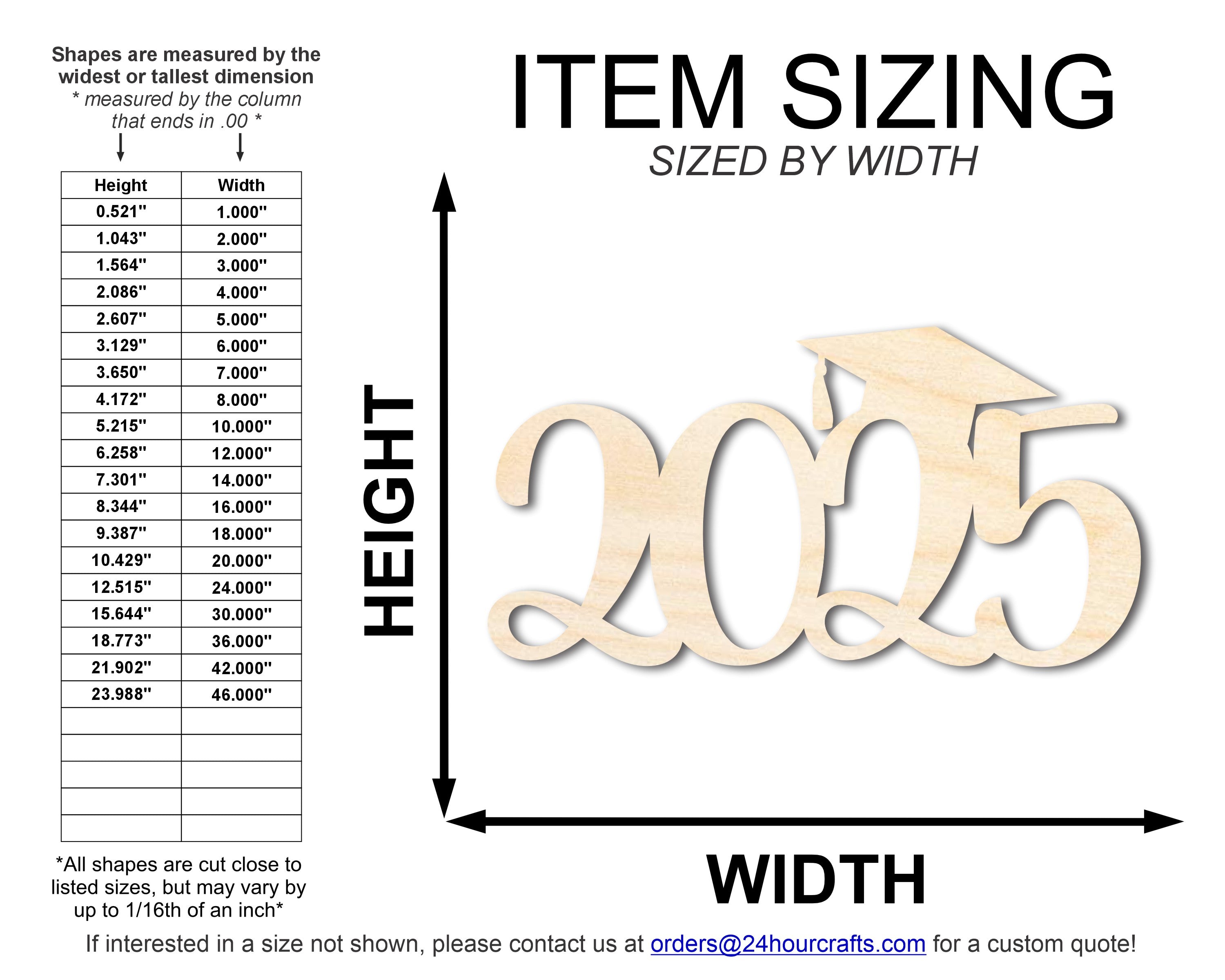 Unfinished Wood Cursive 2025 Shape | DIY Craft Cutout | up to 46" DIY