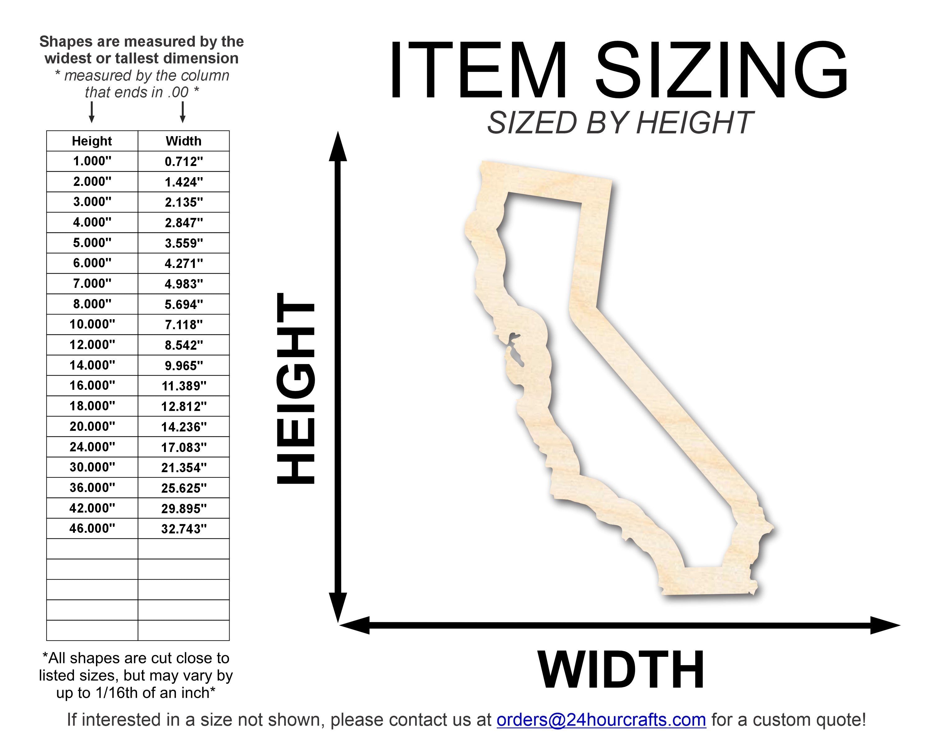 Unfinished Wood California Outline Shape | DIY Craft Cutout | up to 46" DIY