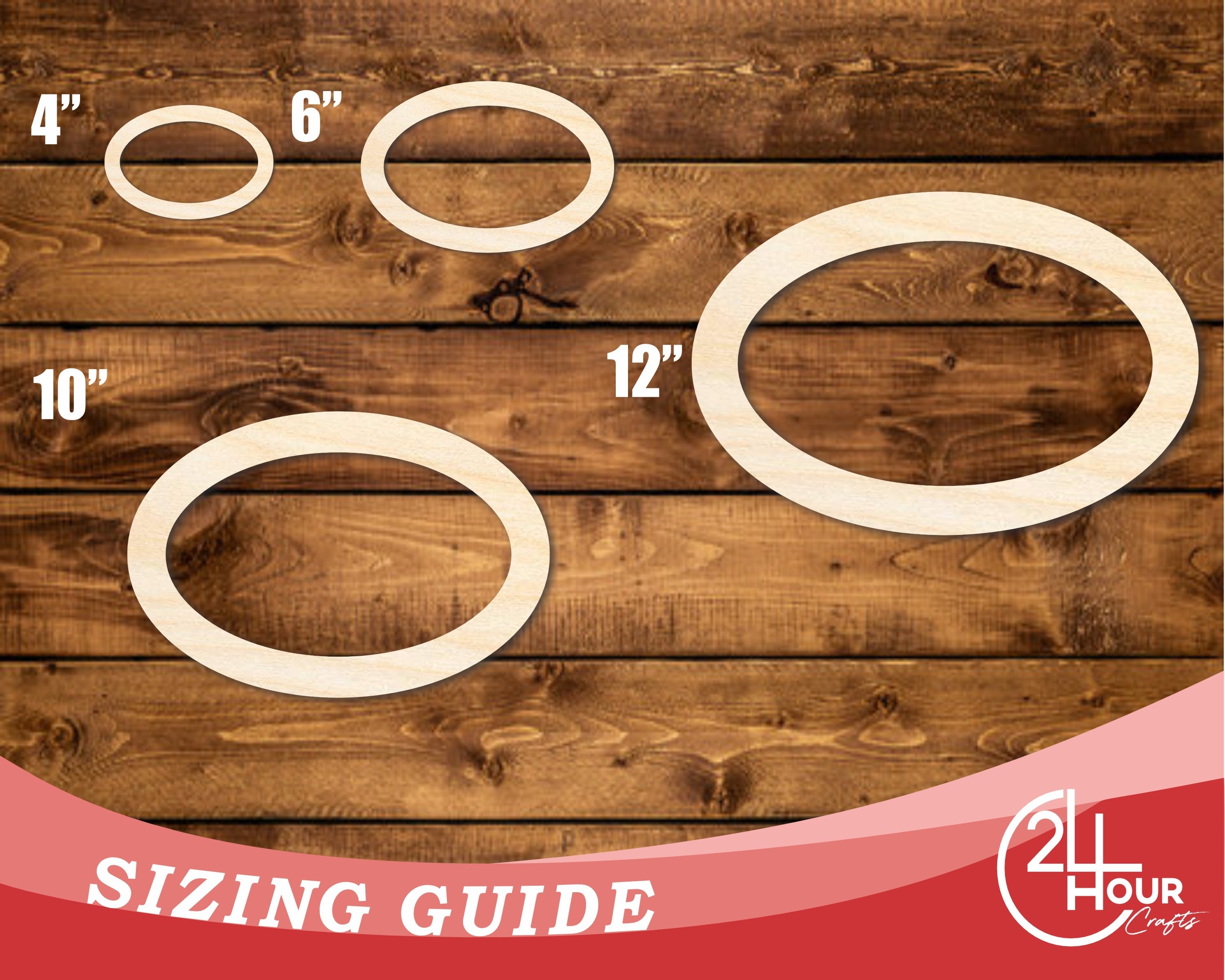 Unfinished Wood Oval Outline Shape | DIY Craft Cutout | up to 46" DIY