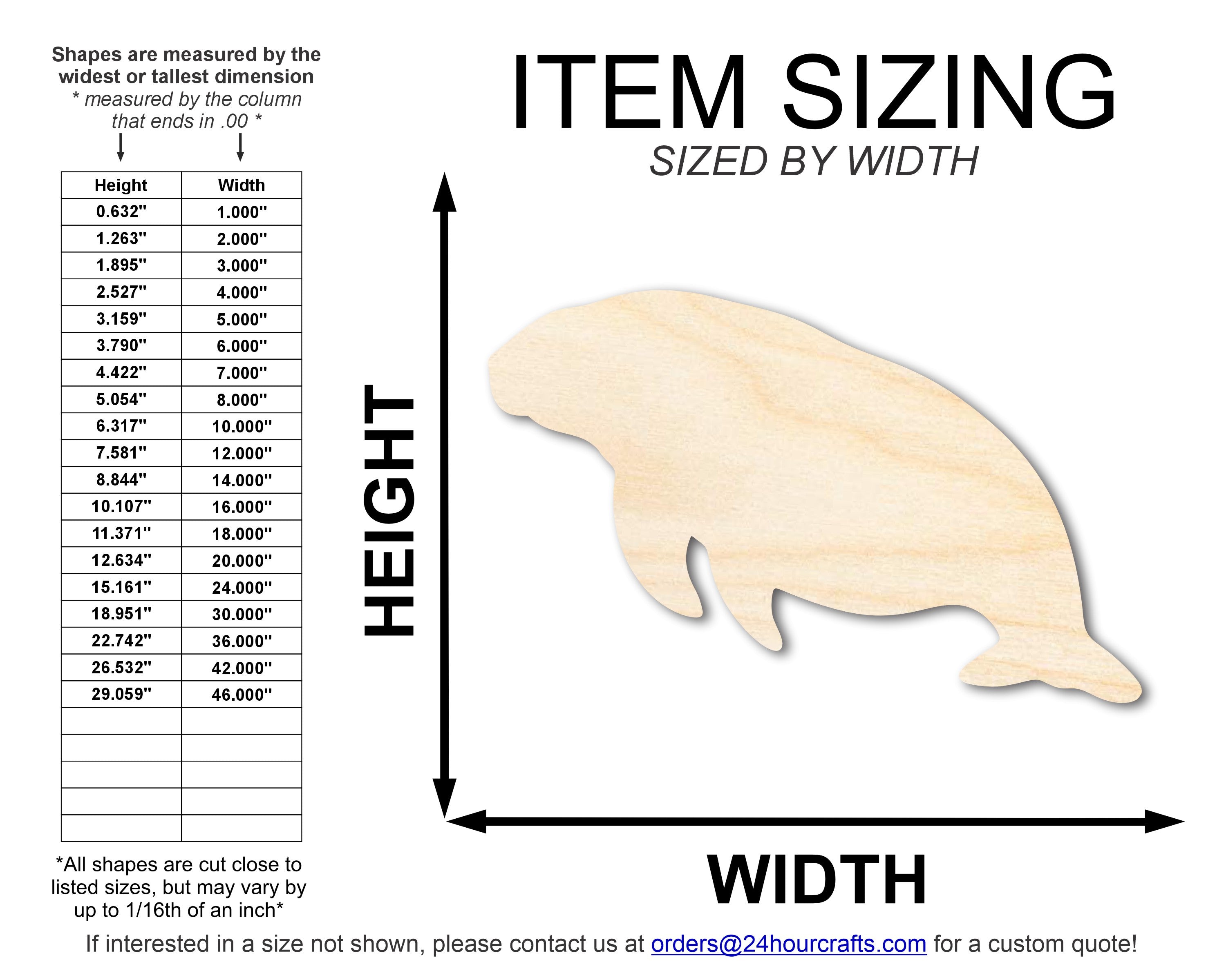 Unfinished Wood Chunky Manatee Shape | DIY Craft Cutout | up to 46" DIY