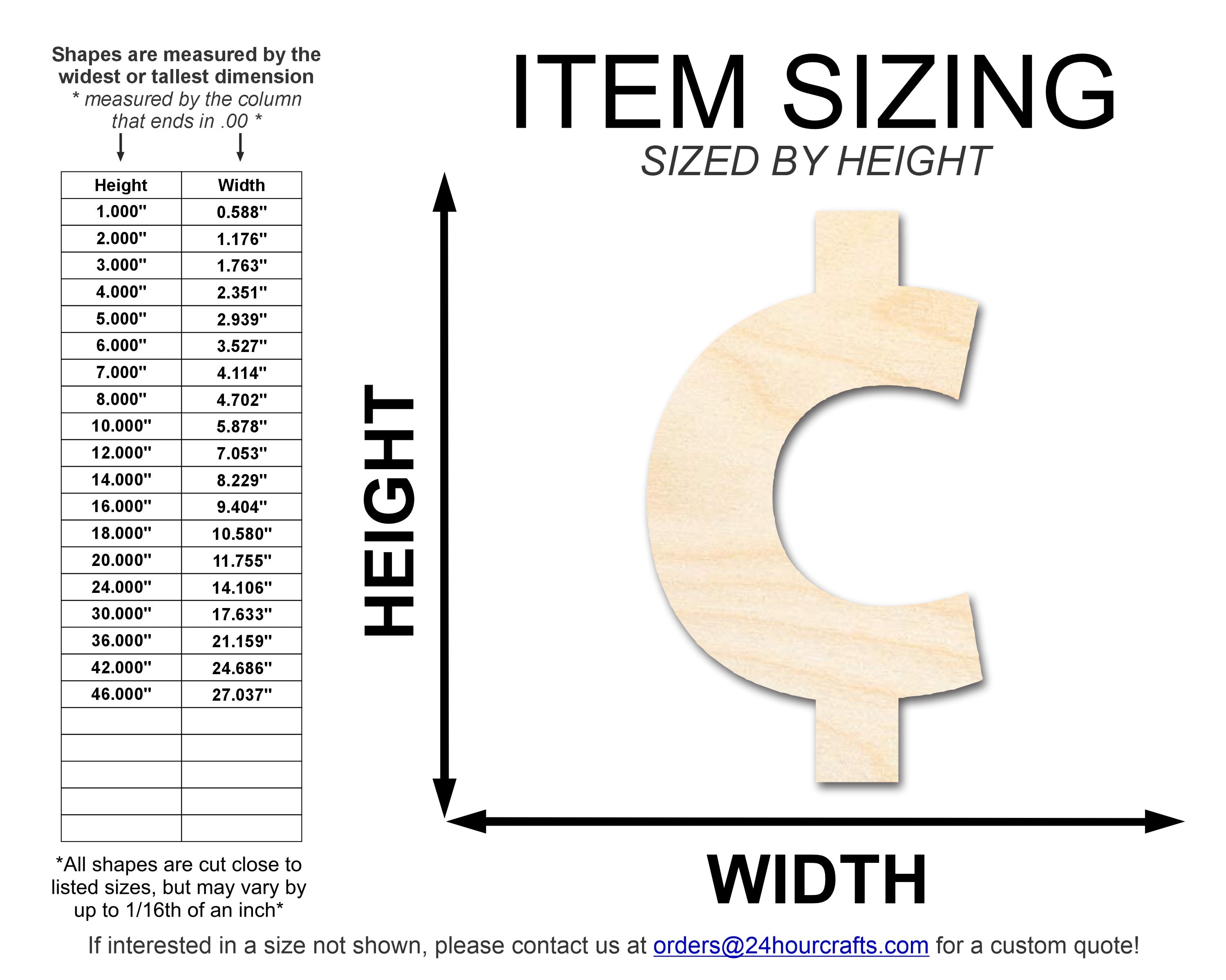 Unfinished Wood Cent Symbol Shape | DIY Craft Cutout | up to 46" DIY