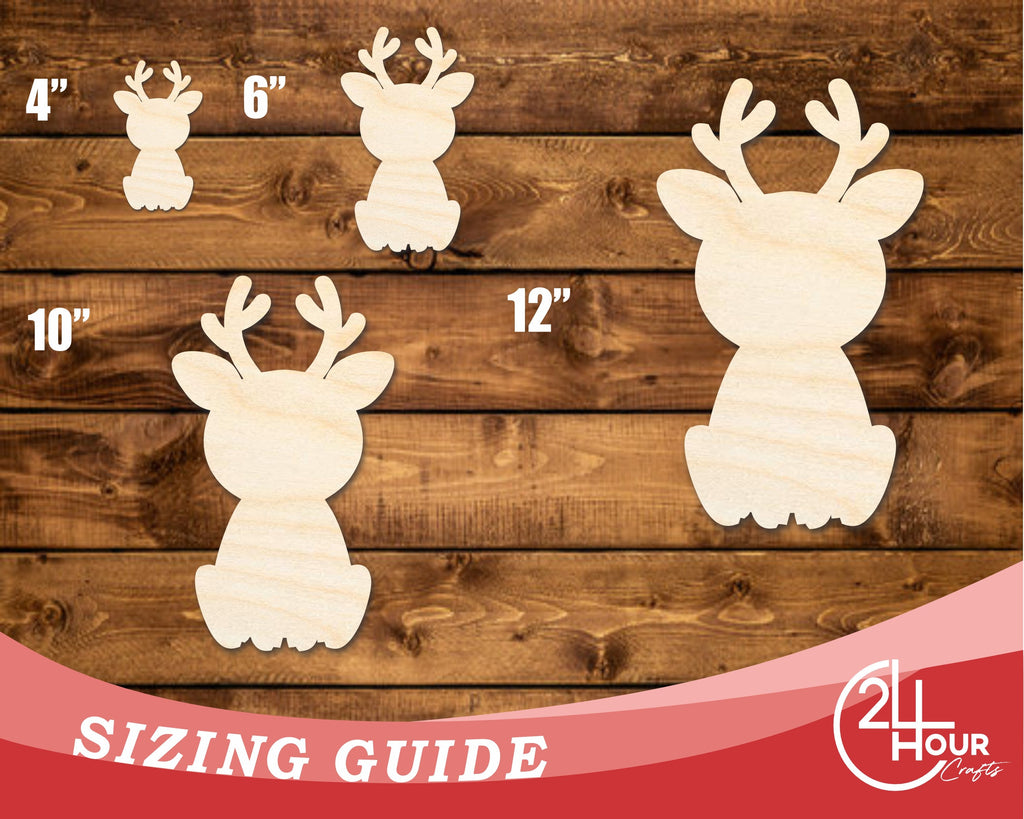 Unfinished Wood Cute Reindeer Shape | DIY Craft Cutout | up to 46" DIY