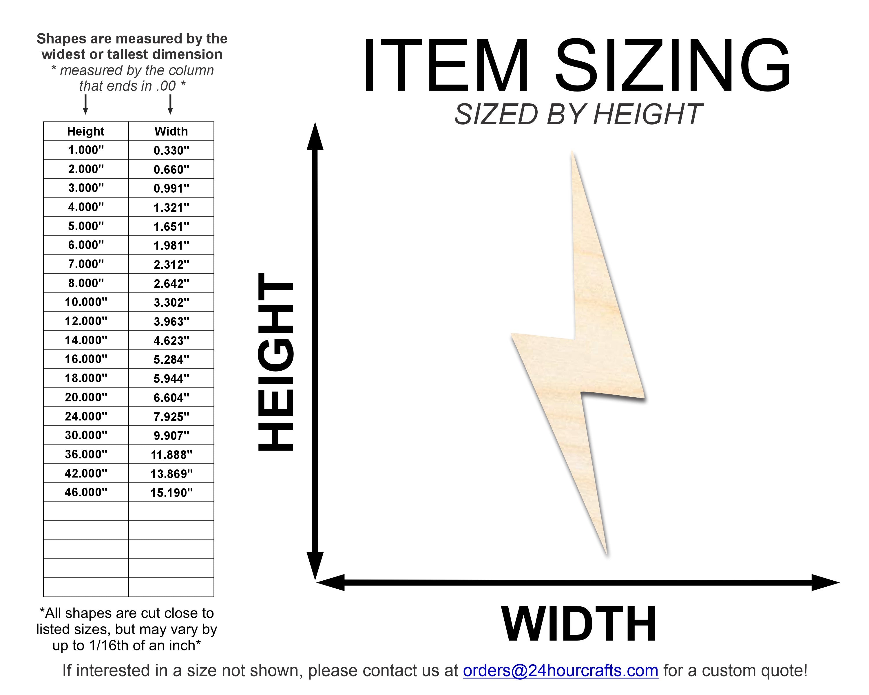 Unfinished Wood Lightning Bolt Shape | DIY Craft Cutout | up to 46" DIY