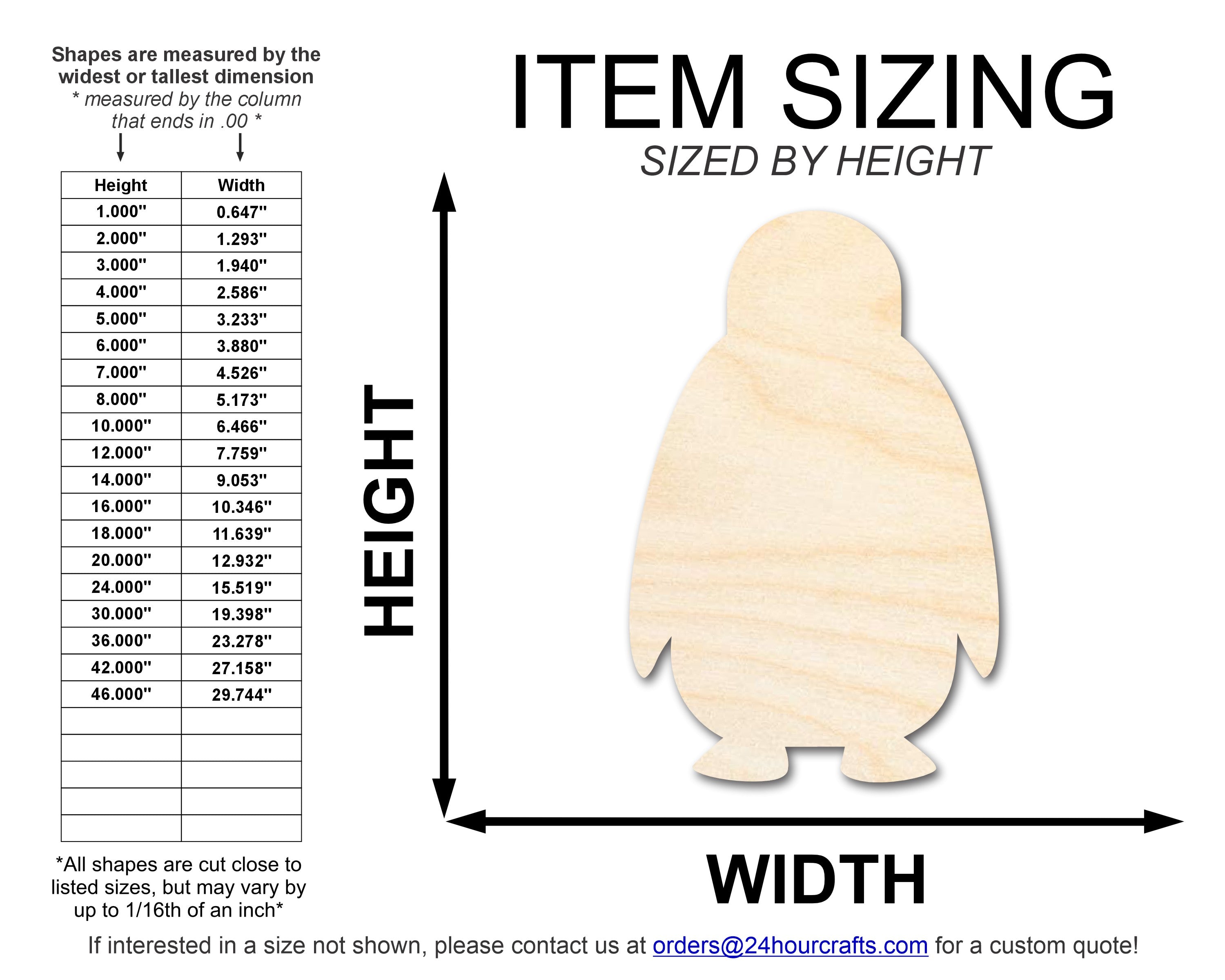 Unfinished Wood Cute Penguin Shape | DIY Craft Cutout | up to 46" DIY