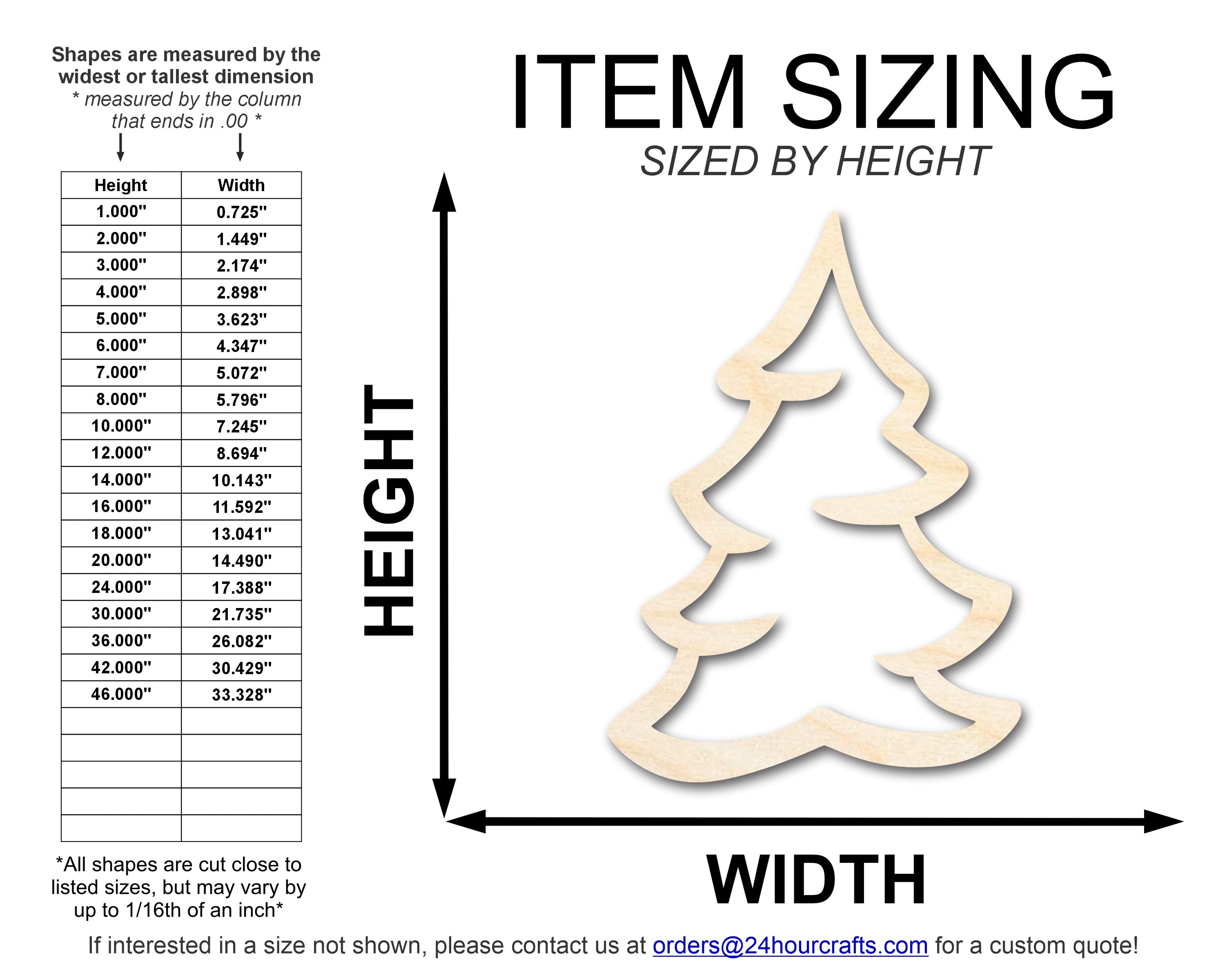 Unfinished Wood Snowy Tree Shape | DIY Craft Cutout | up to 46" DIY