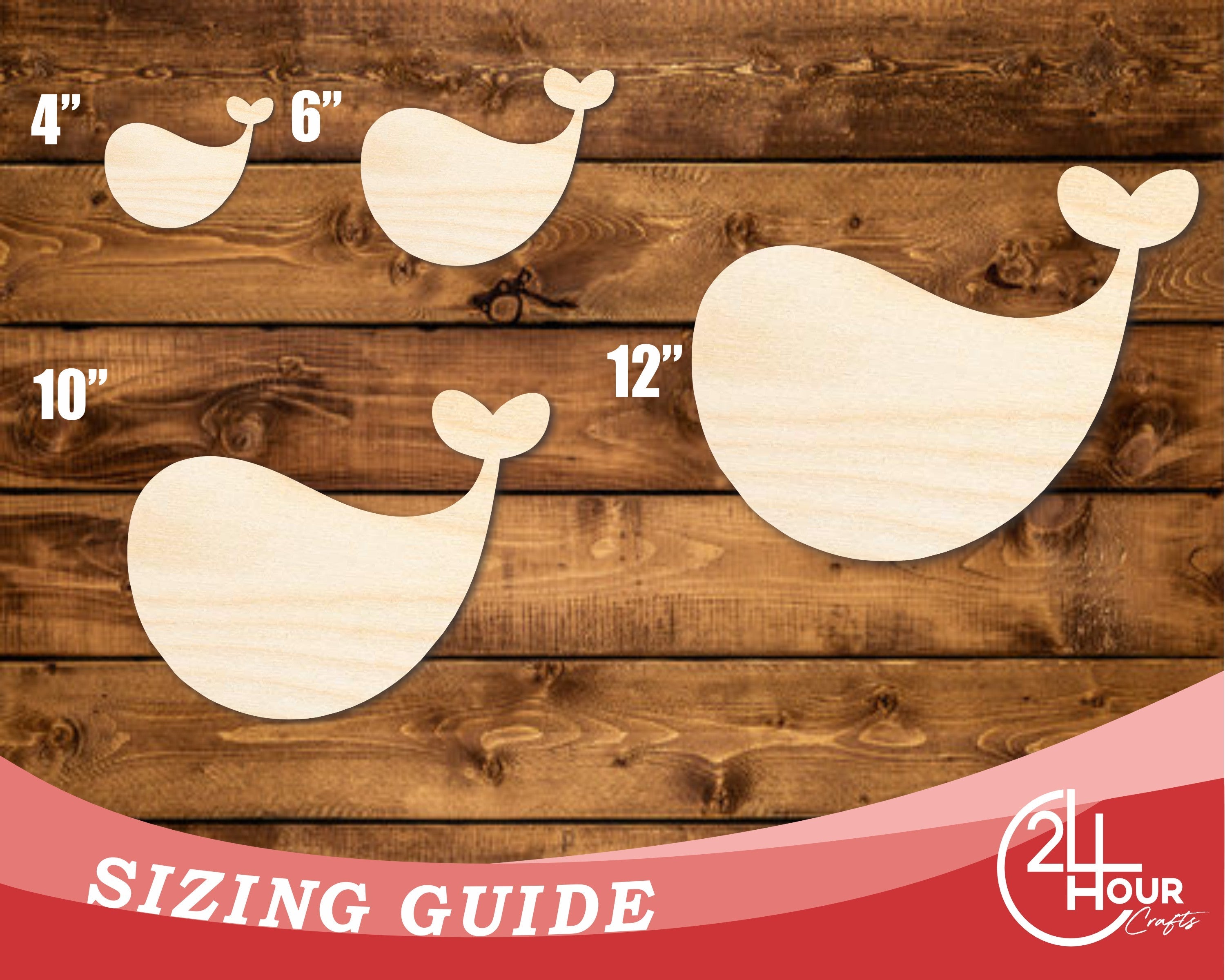 Unfinished Wood Cute Whale Shape | DIY Craft Cutout | up to 46" DIY