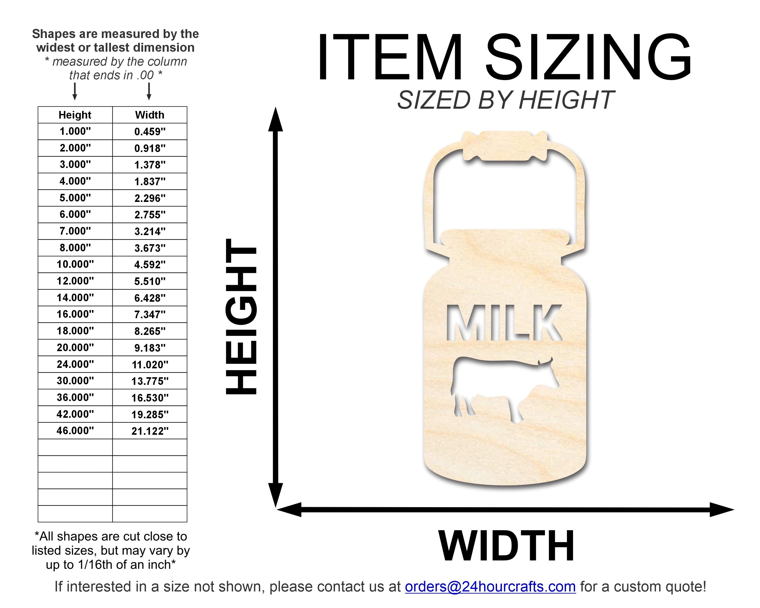 Unfinished Wood Milk Jug Shape | DIY Craft Cutout | up to 46" DIY