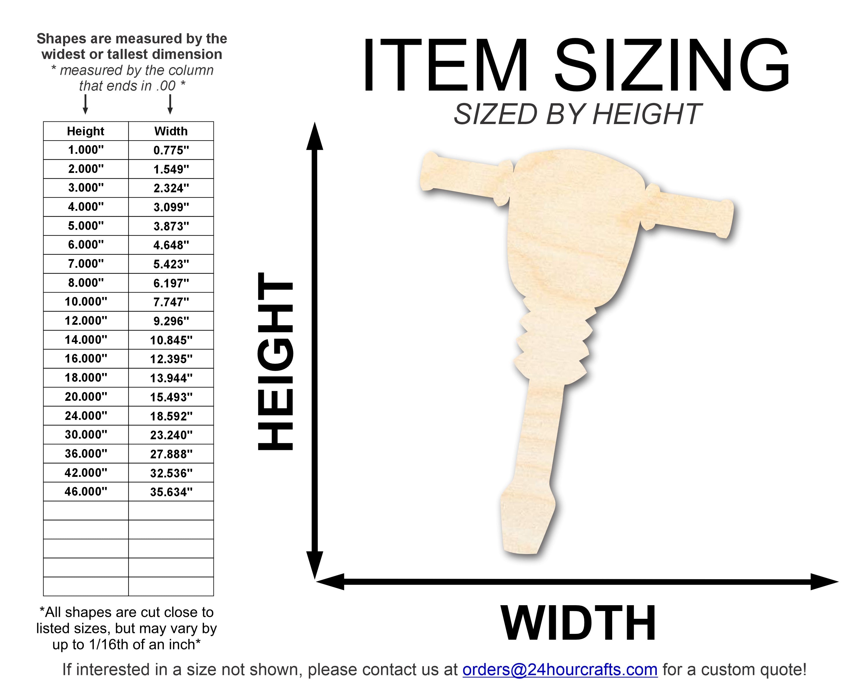 Unfinished Wood Jack Hammer Shape | DIY Craft Cutout | up to 46" DIY