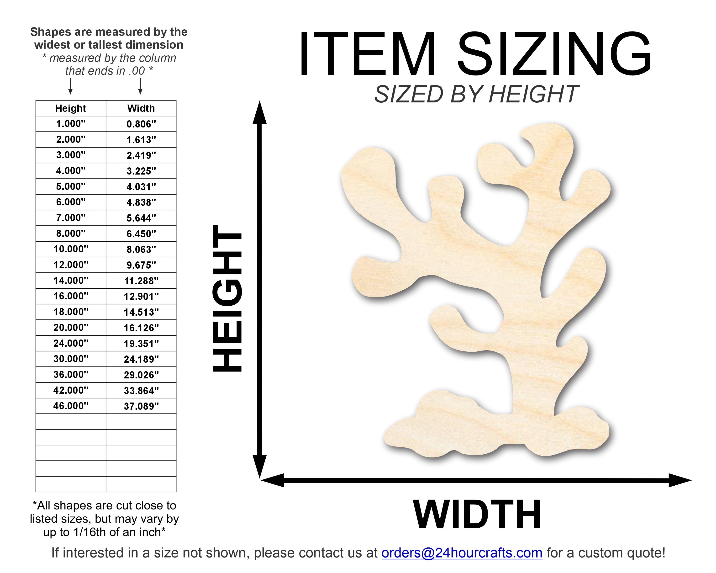 Unfinished Wood Coral Shape | DIY Craft Cutout | up to 46" DIY