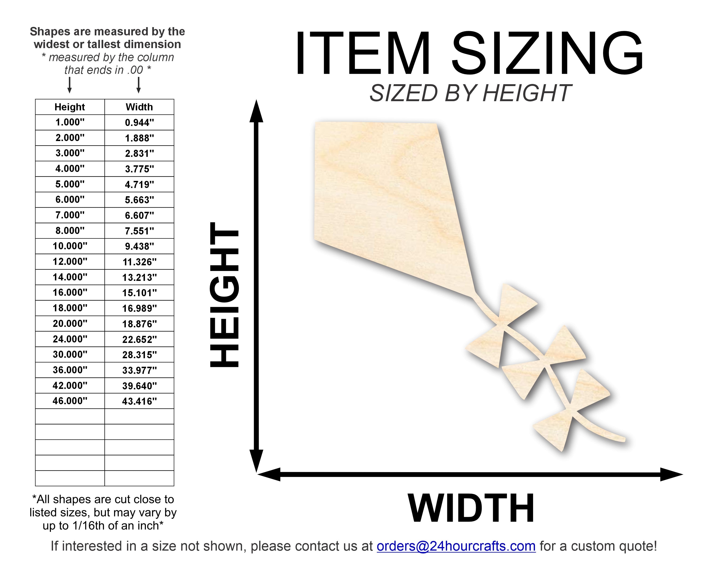 Unfinished Wood Kite Shape | DIY Craft Cutout | up to 46" DIY