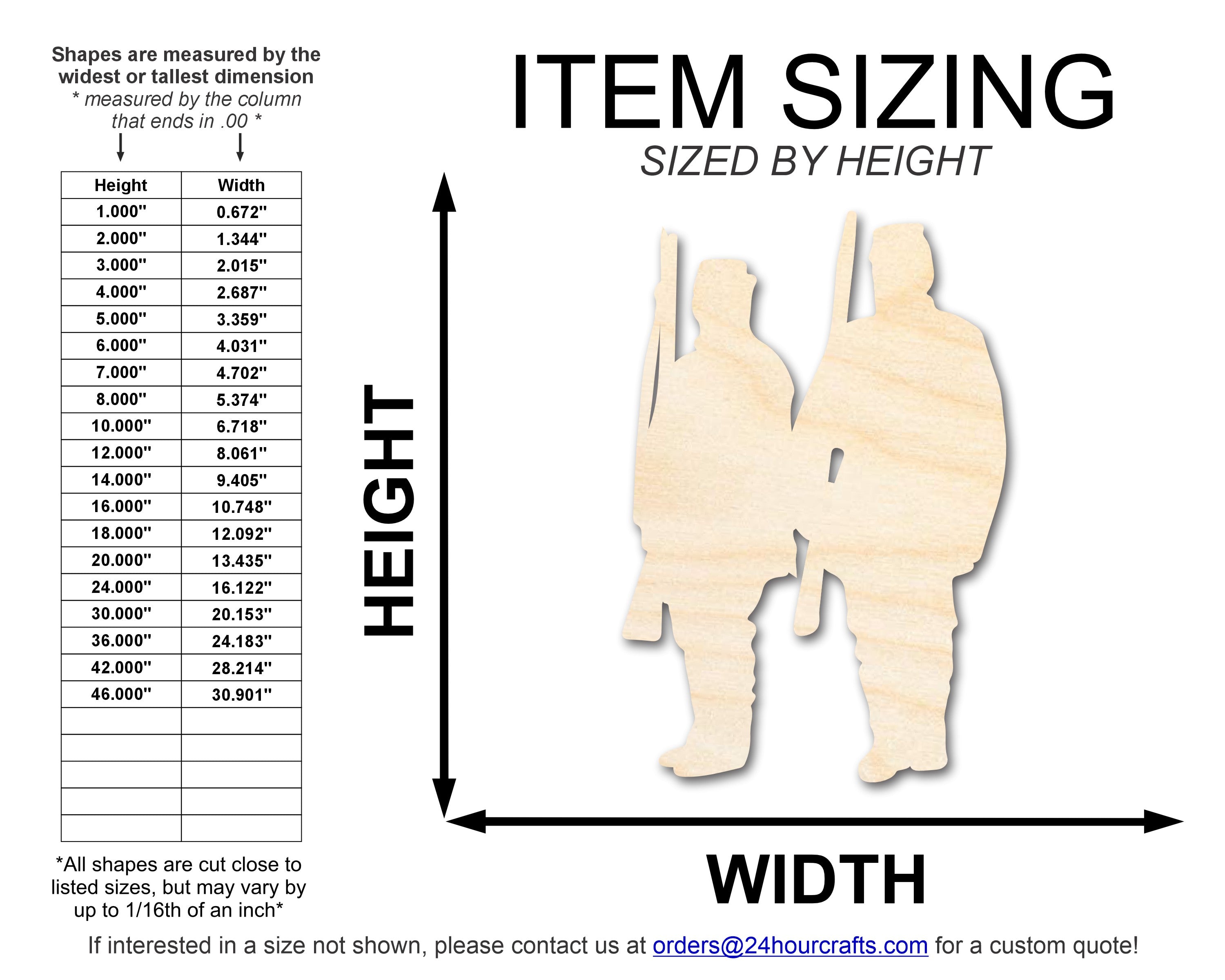 Unfinished Wood Two Soldiers Shape | DIY Craft Cutout | up to 46" DIY