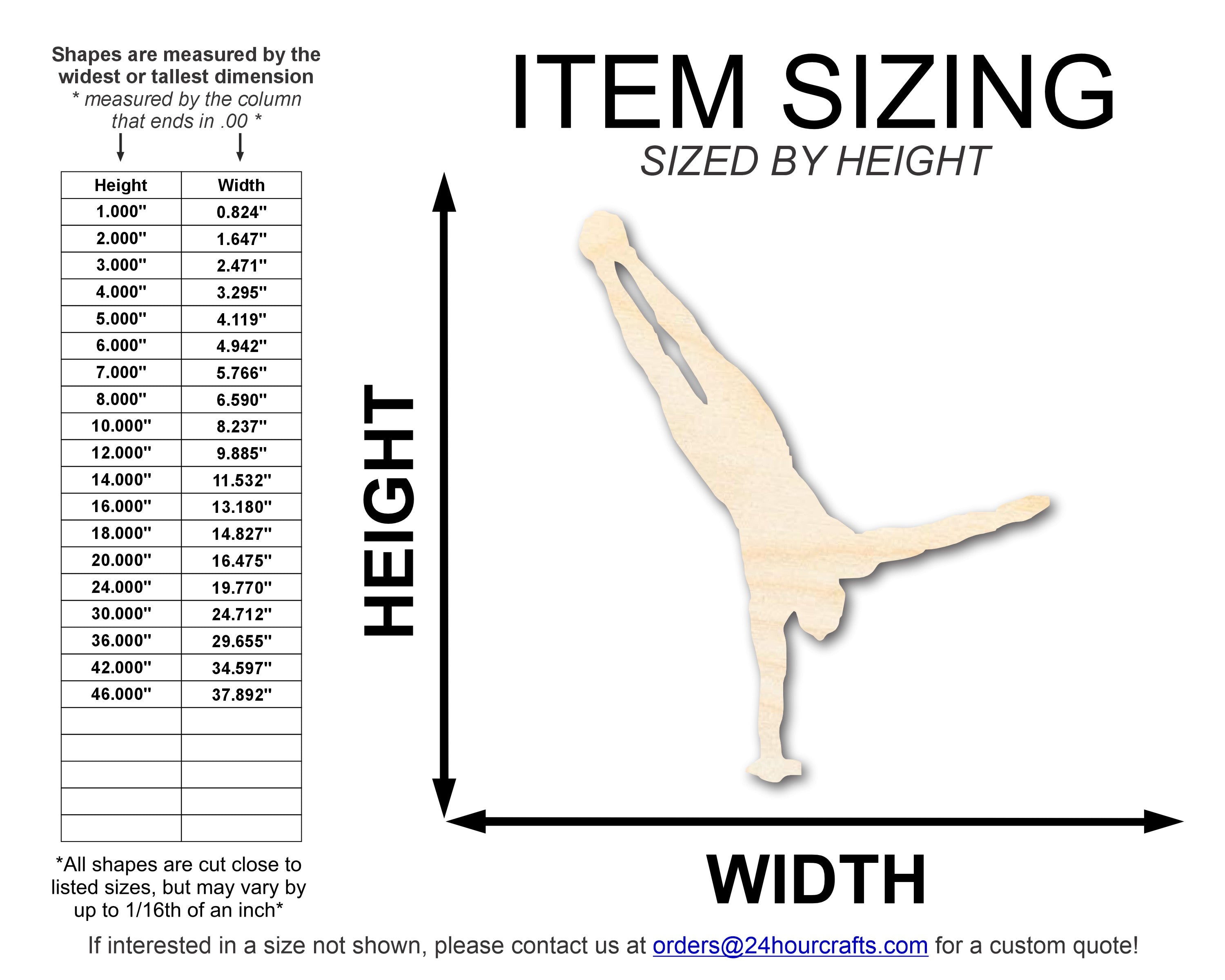 Unfinished Wood Gymnast Hand Stand Shape | DIY Craft Cutout | up to 46" DIY