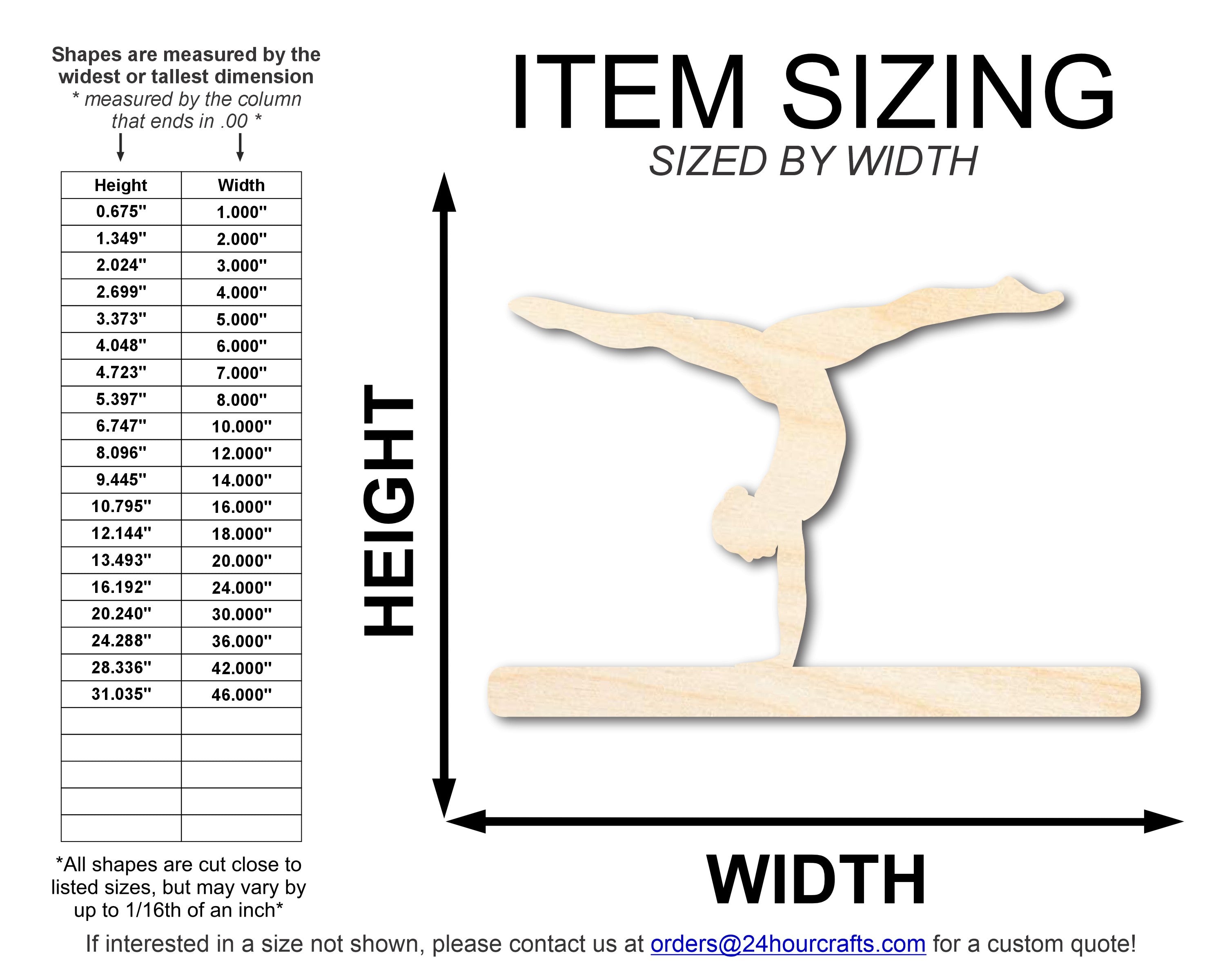 Unfinished Wood Gymnast Balance Beam Shape | DIY Craft Cutout | up to 46" DIY