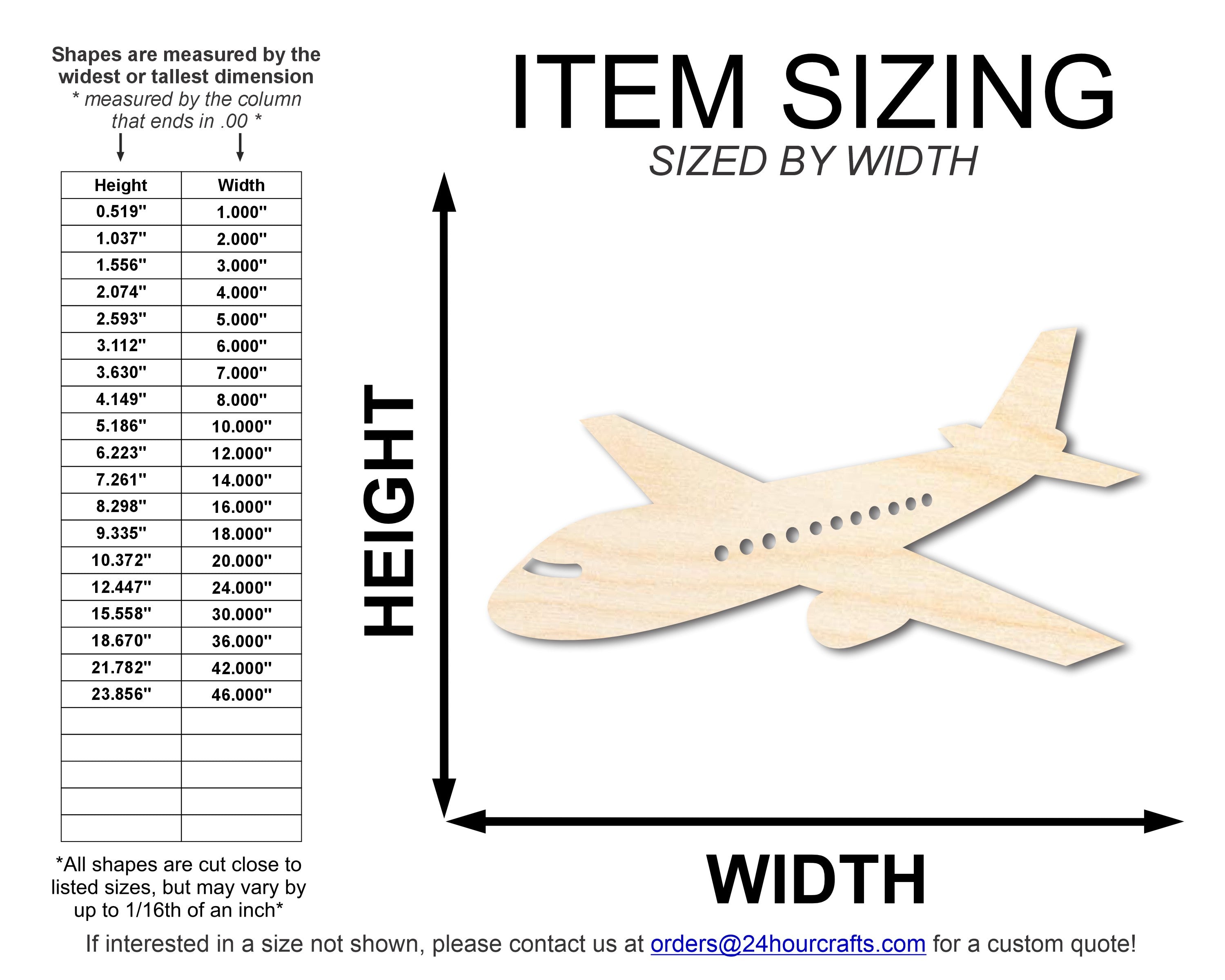 Unfinished Wood Air Plane Shape | DIY Craft Cutout | up to 46" DIY