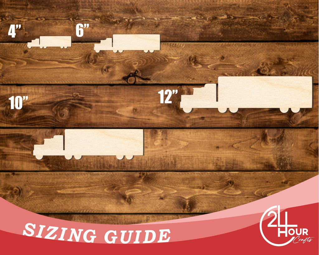 Unfinished Wood Semi Truck Shape | DIY Craft Cutout | up to 46" DIY