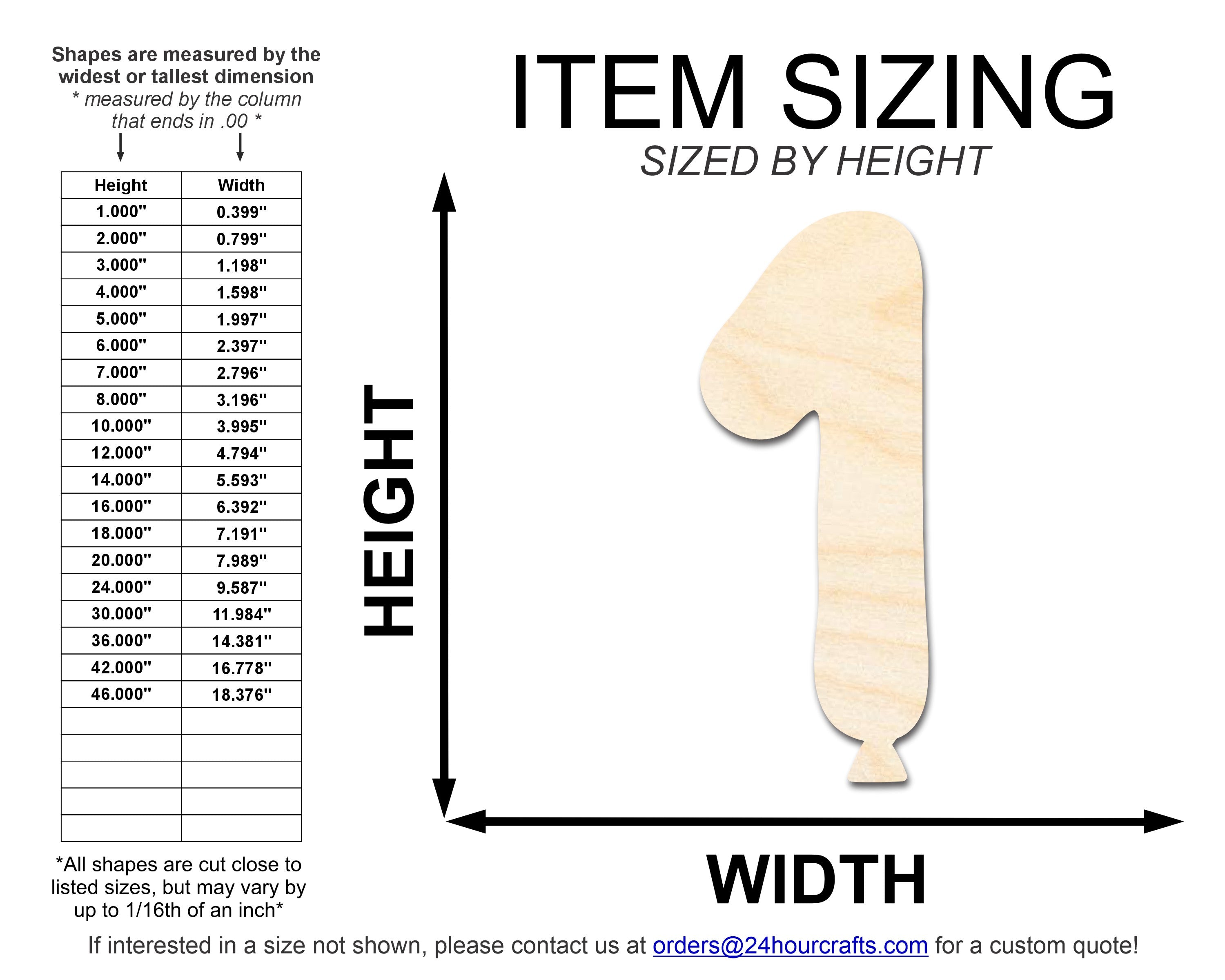 Unfinished Wood Balloon Number 1 Shape | DIY Craft Cutout | up to 46" DIY