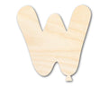 Unfinished Wood Balloon Letter W Shape | DIY Craft Cutout | up to 46" DIY