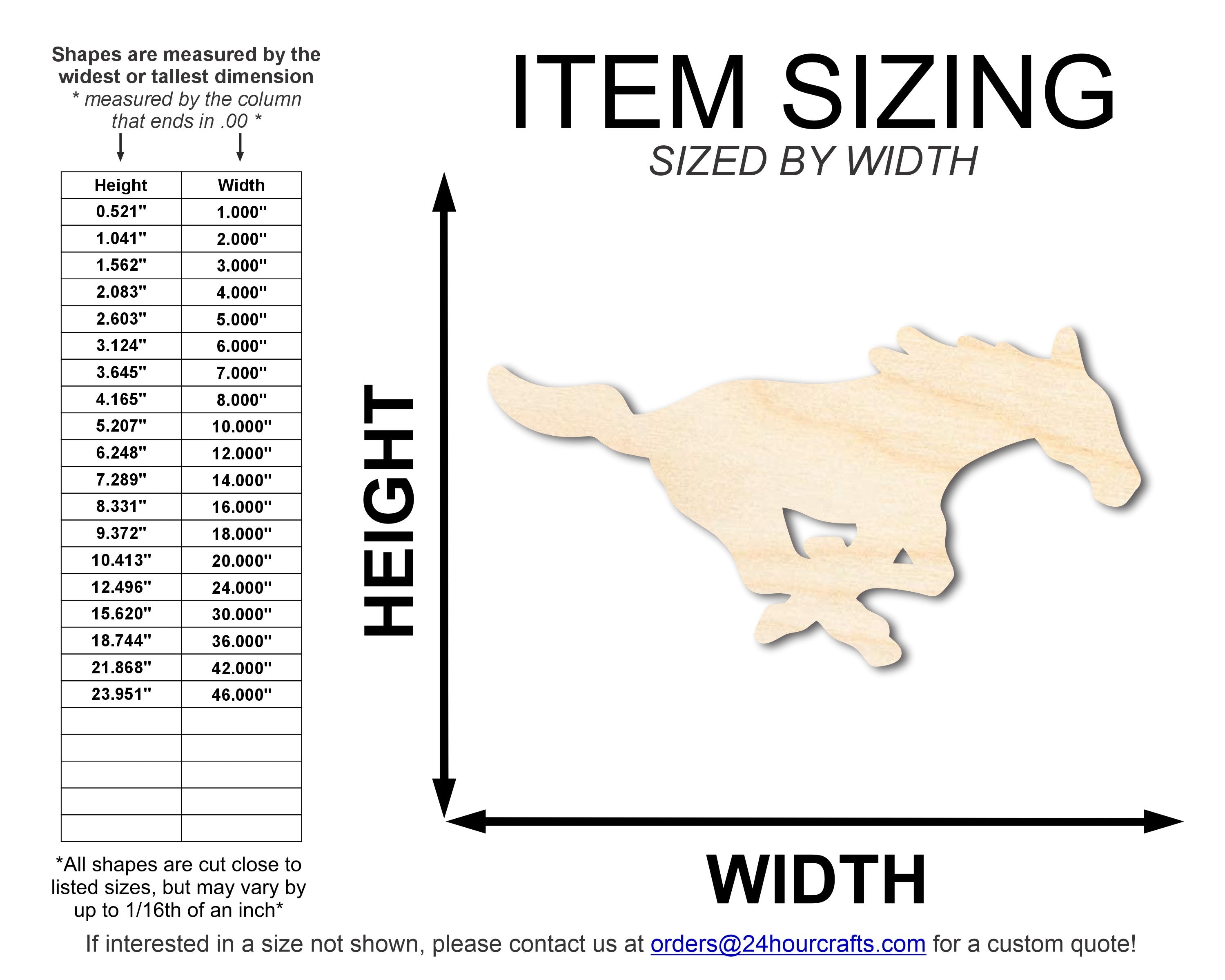 Unfinished Wood Mustang Mascot Shape | DIY Craft Cutout | up to 46" DIY