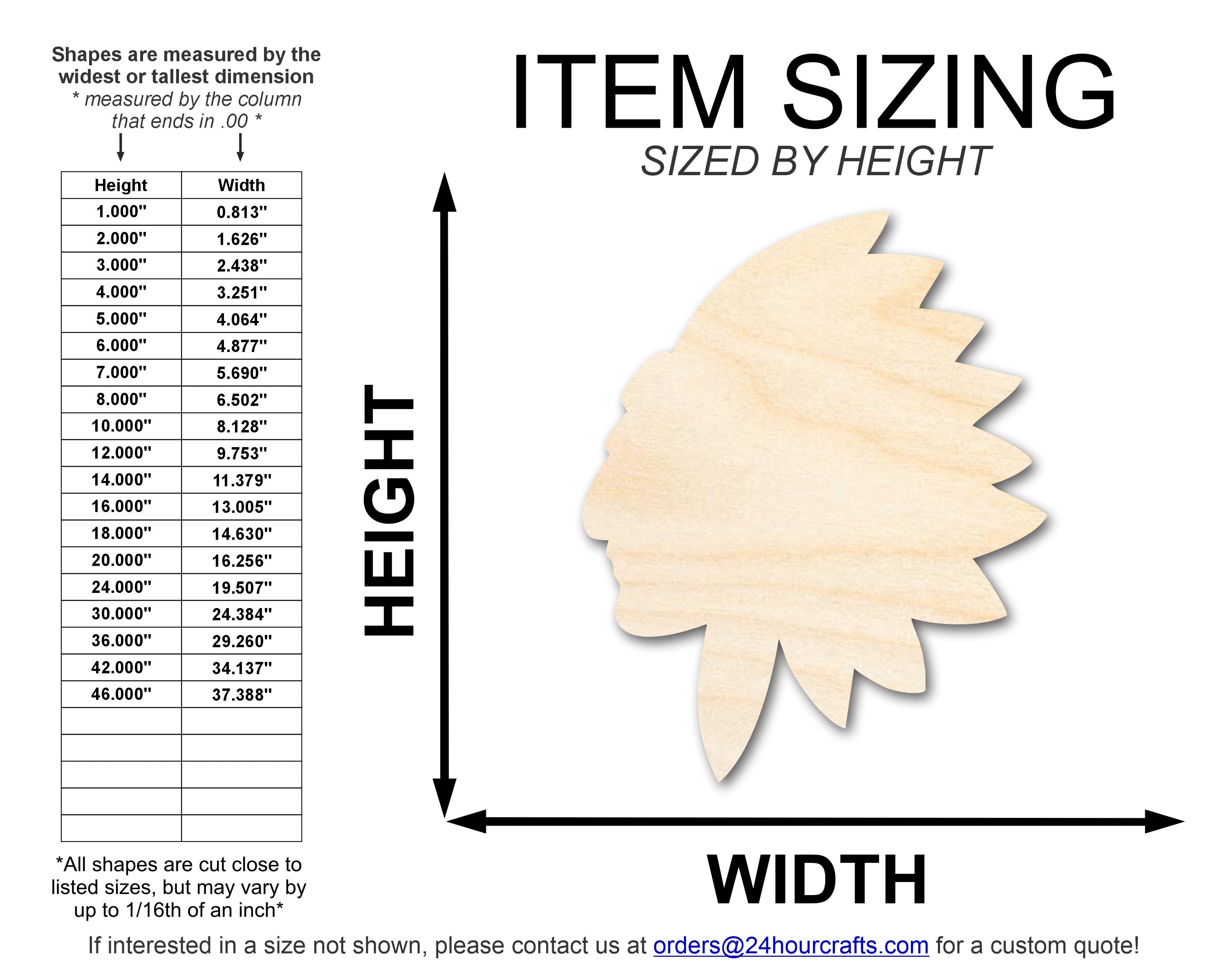 Unfinished Wood Native American Mascot Shape | DIY Craft Cutout | up to 46" DIY