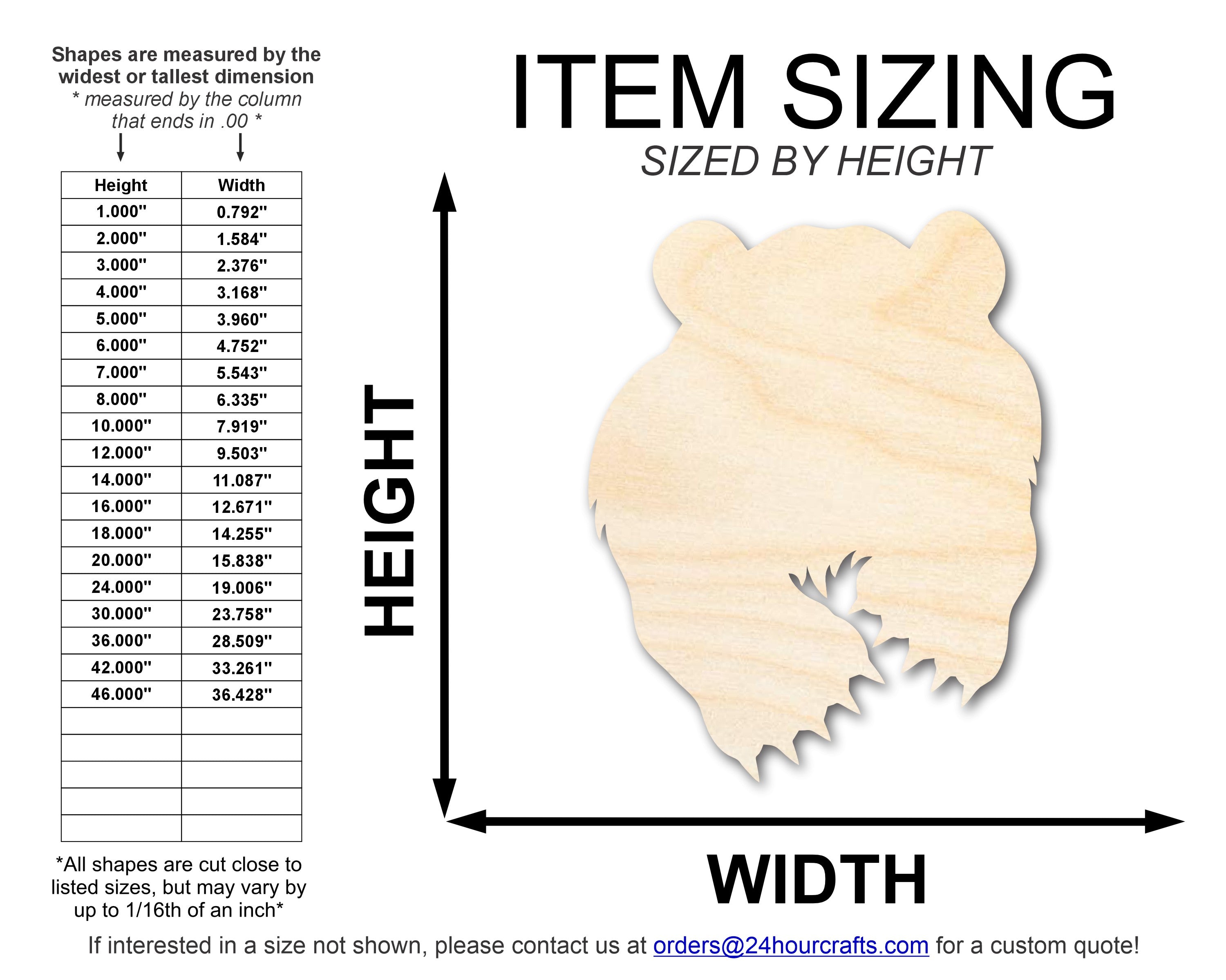 Unfinished Wood Bear Mascot Shape | DIY Craft Cutout | up to 46" DIY