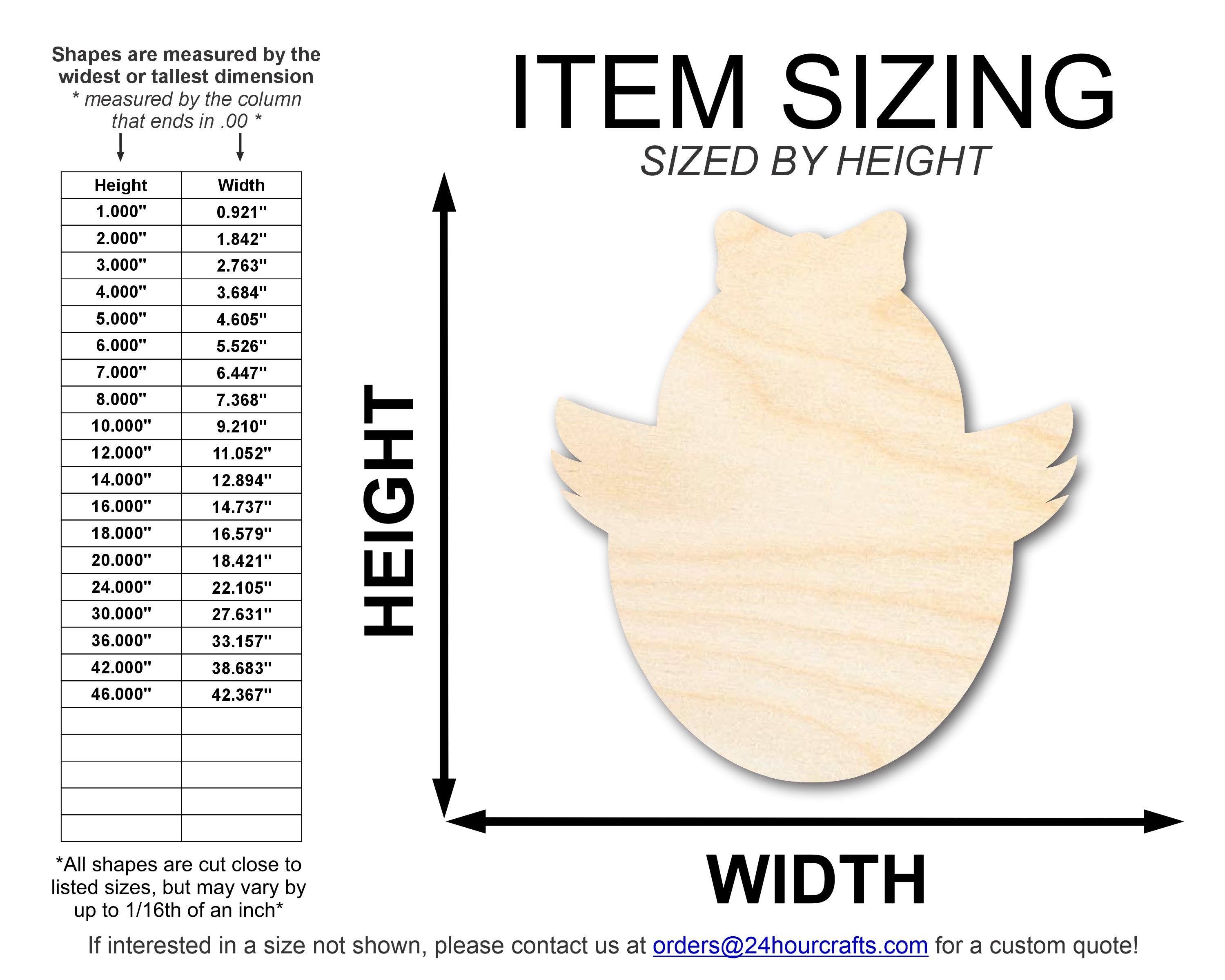 Unfinished Wood Cute Chicky Shape | DIY Craft Cutout | up to 46" DIY