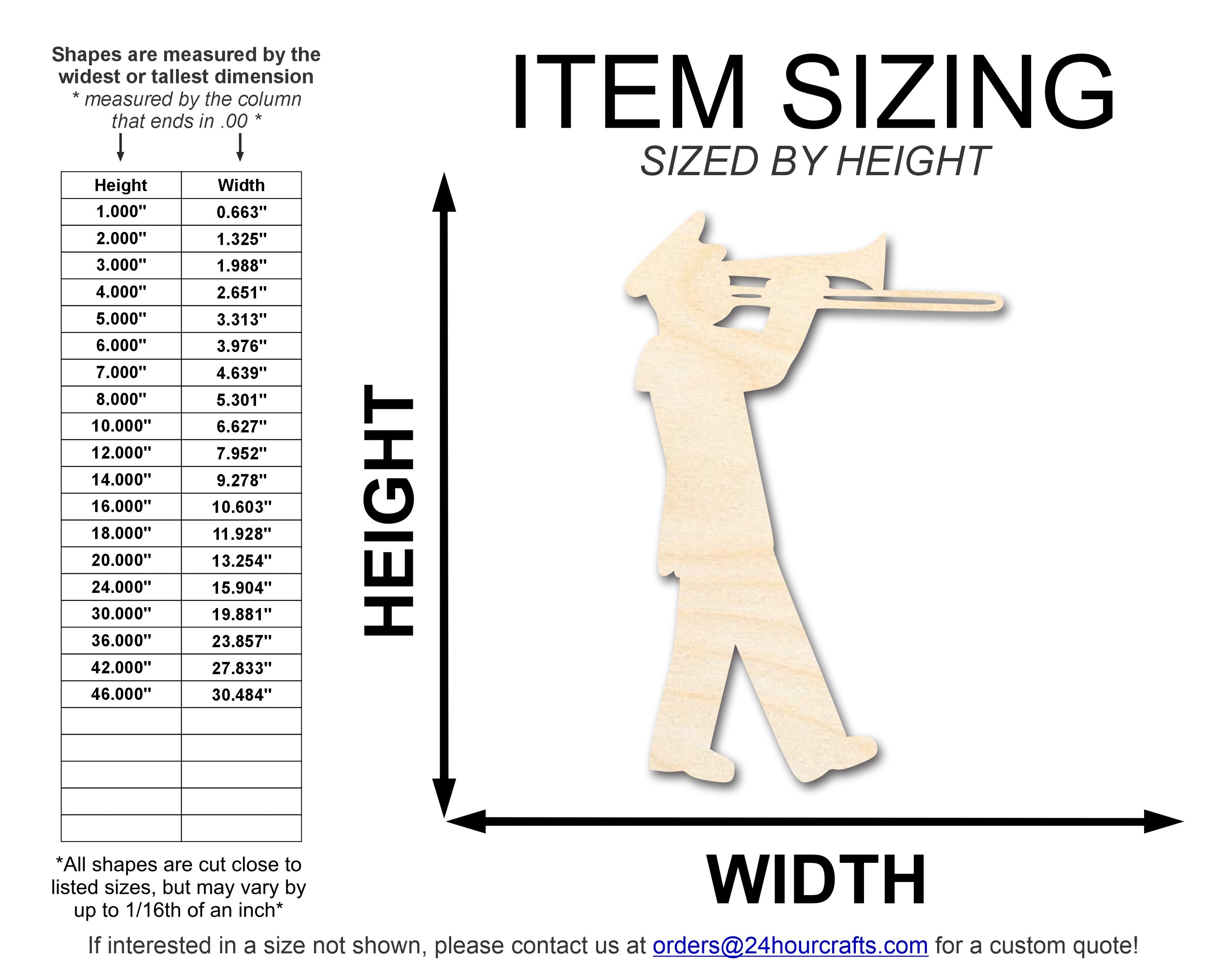 Unfinished Wood Band Trombone Player Shape | DIY Craft Cutout | up to 46" DIY