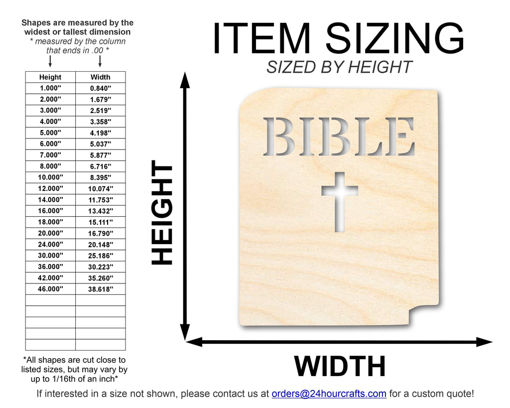 Unfinished Wood Bible Shape | DIY Craft Cutout | up to 46" DIY