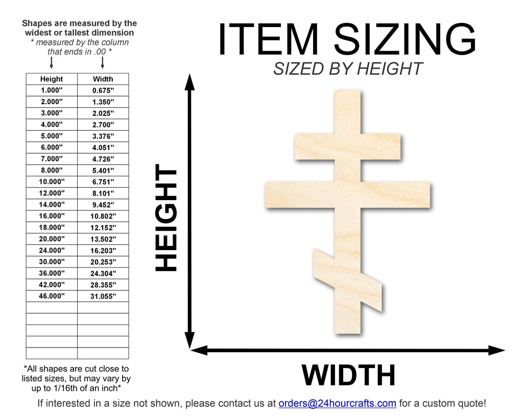Unfinished Wood Orthodox Cross Shape | DIY Craft Cutout | up to 46" DIY