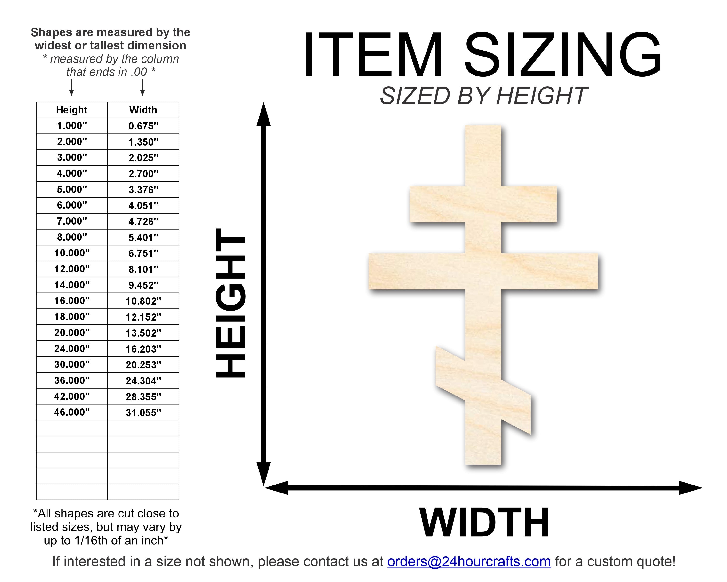 Unfinished Wood Orthodox Cross Shape | DIY Craft Cutout | up to 46" DIY