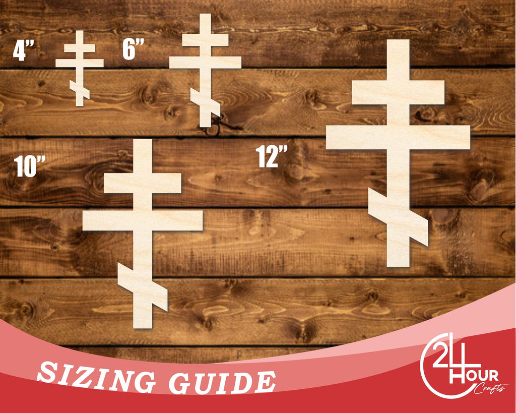 Unfinished Wood Orthodox Cross Shape | DIY Craft Cutout | up to 46" DIY
