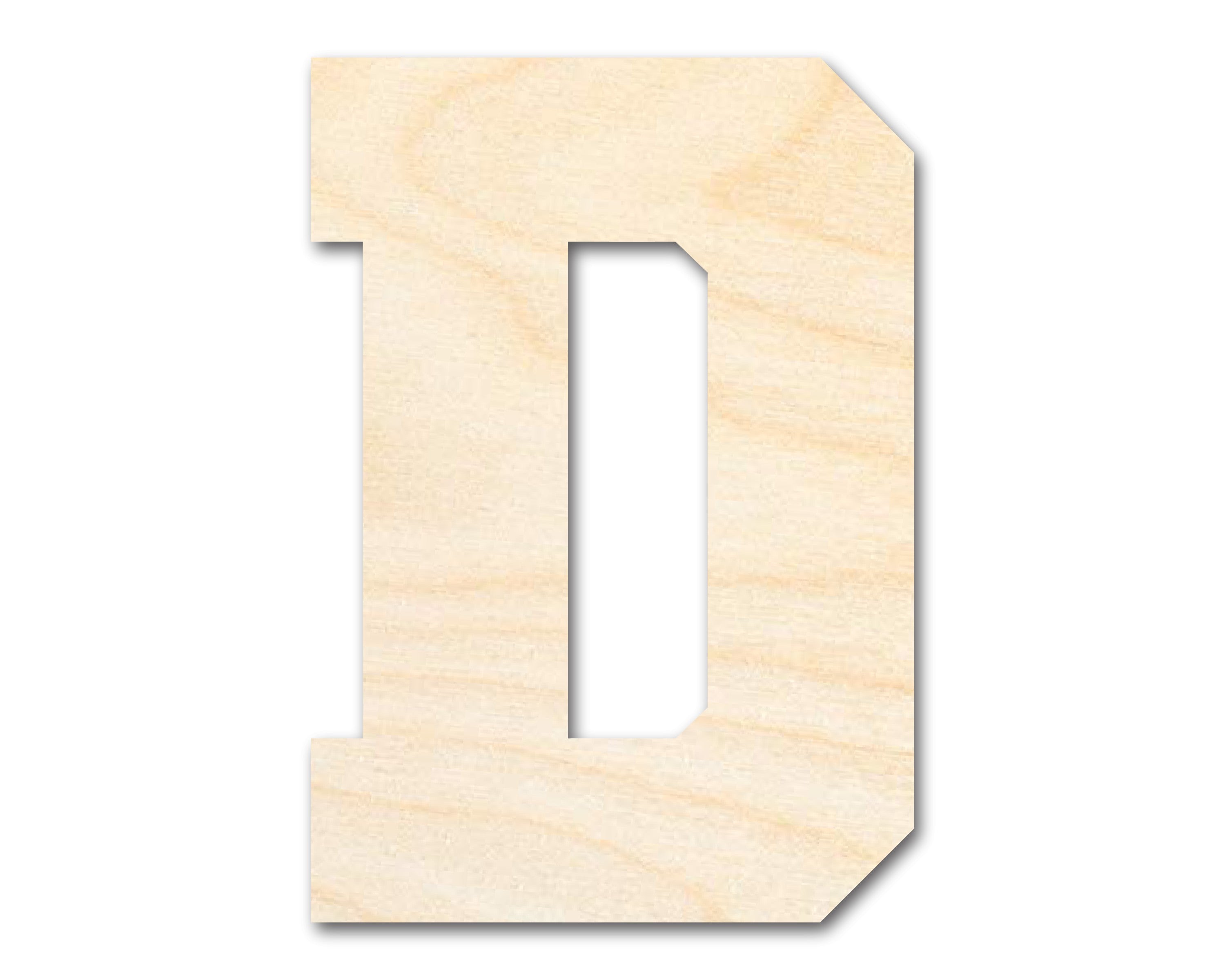 Unfinished Wood Varsity Team Font - D Shape | DIY Craft Cutout | up to 46" DIY