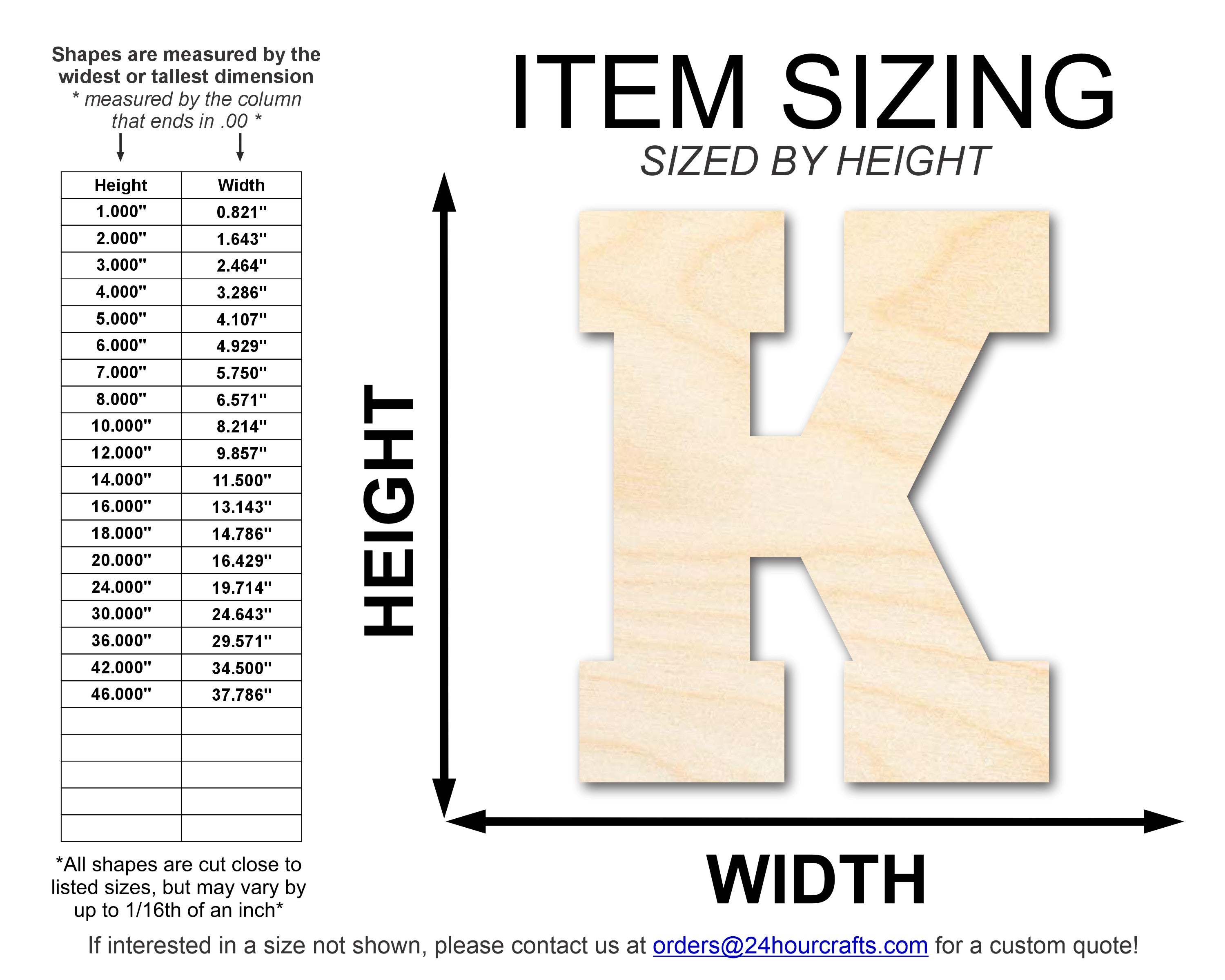 Unfinished Wood Varsity Team Font - K Shape | DIY Craft Cutout | up to 46" DIY