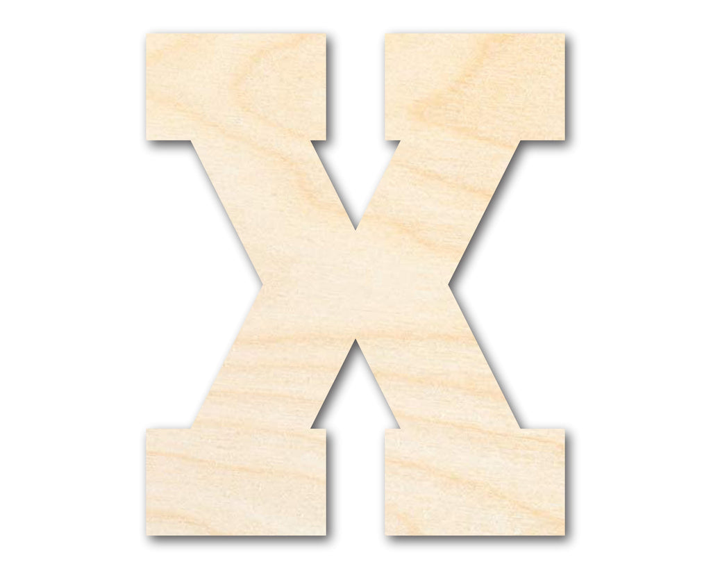 Unfinished Wood Varsity Team Font - X Shape | DIY Craft Cutout | up to 46" DIY