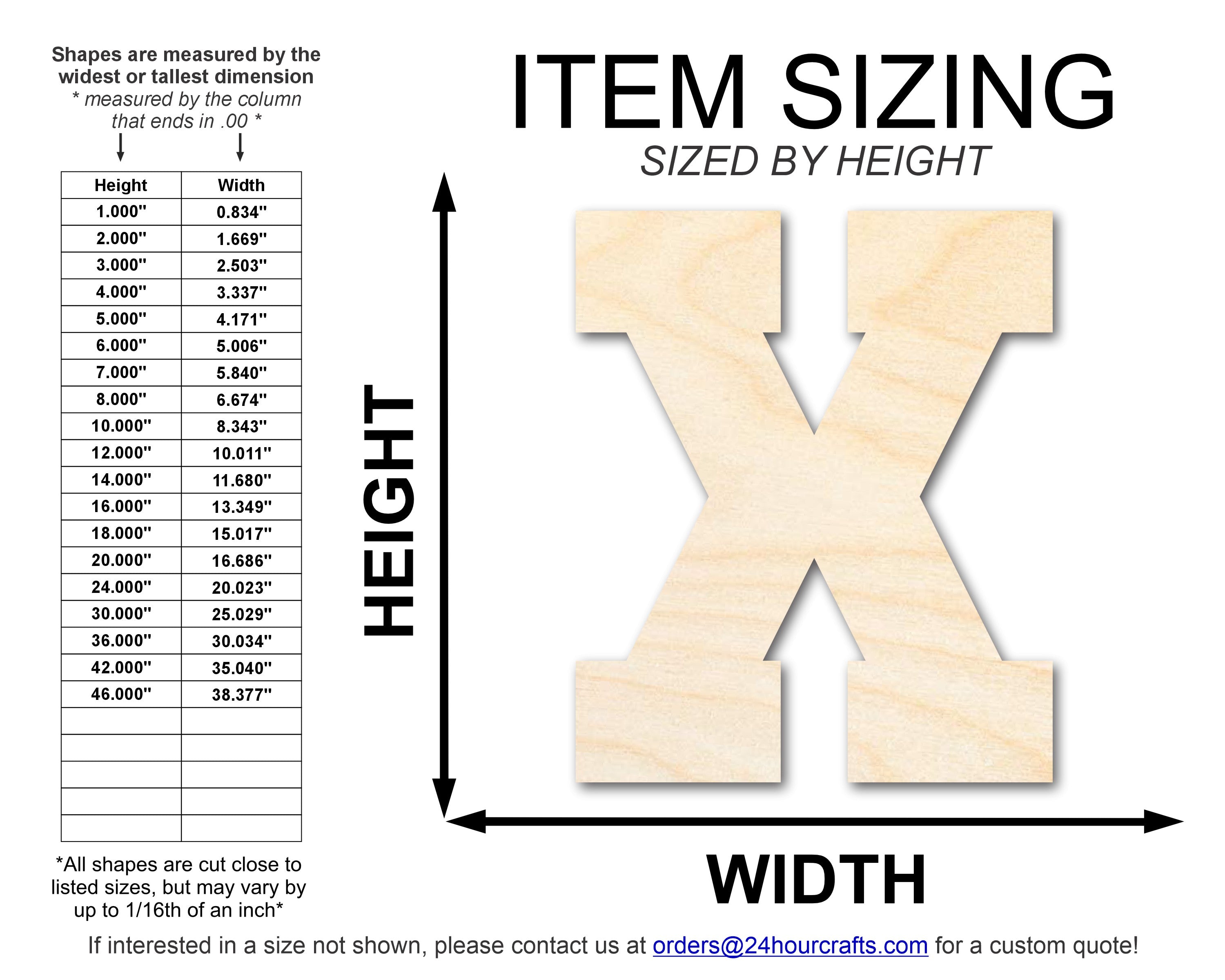 Unfinished Wood Varsity Team Font - X Shape | DIY Craft Cutout | up to 46" DIY