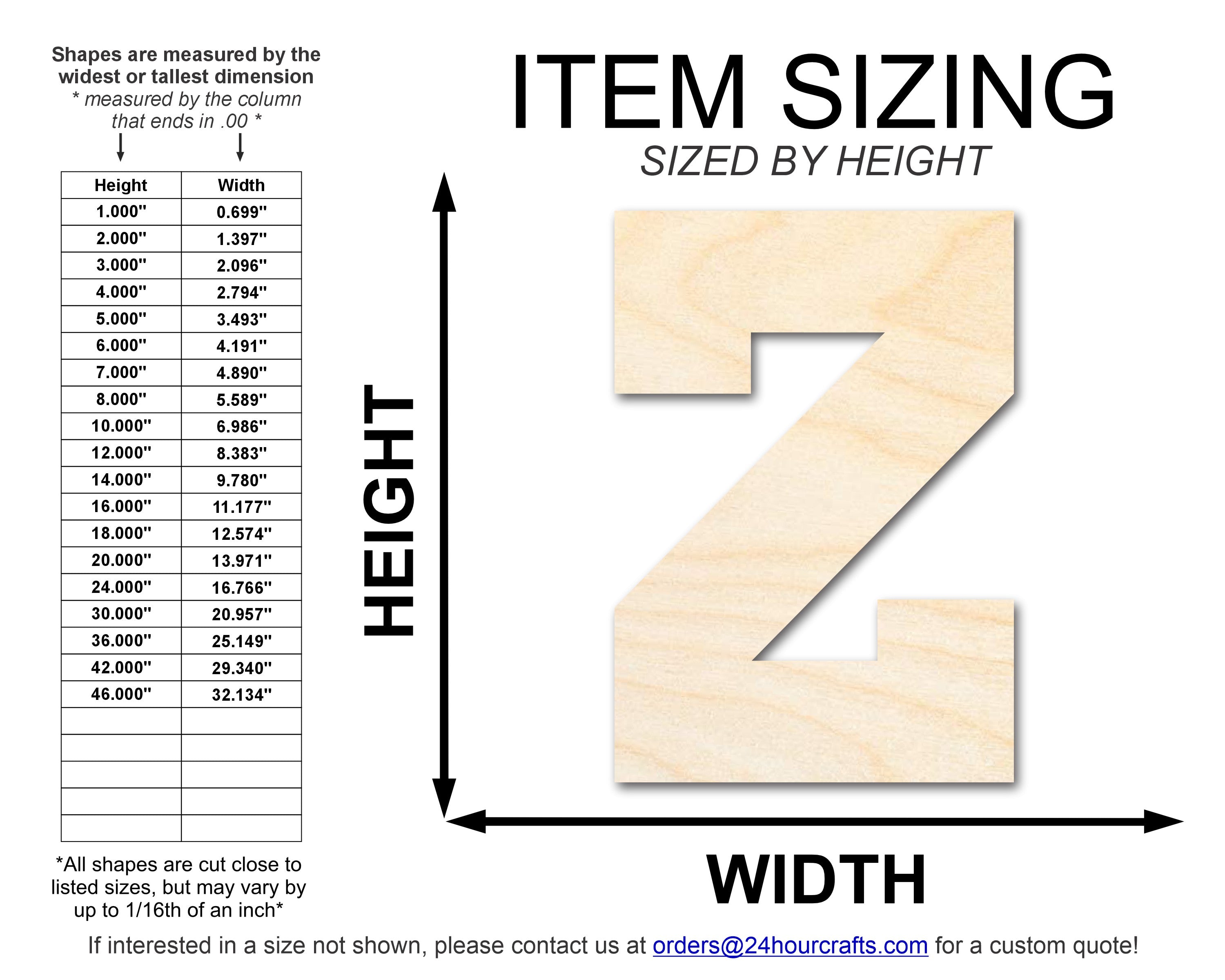 Unfinished Wood Varsity Team Font - Z Shape | DIY Craft Cutout | up to 46" DIY
