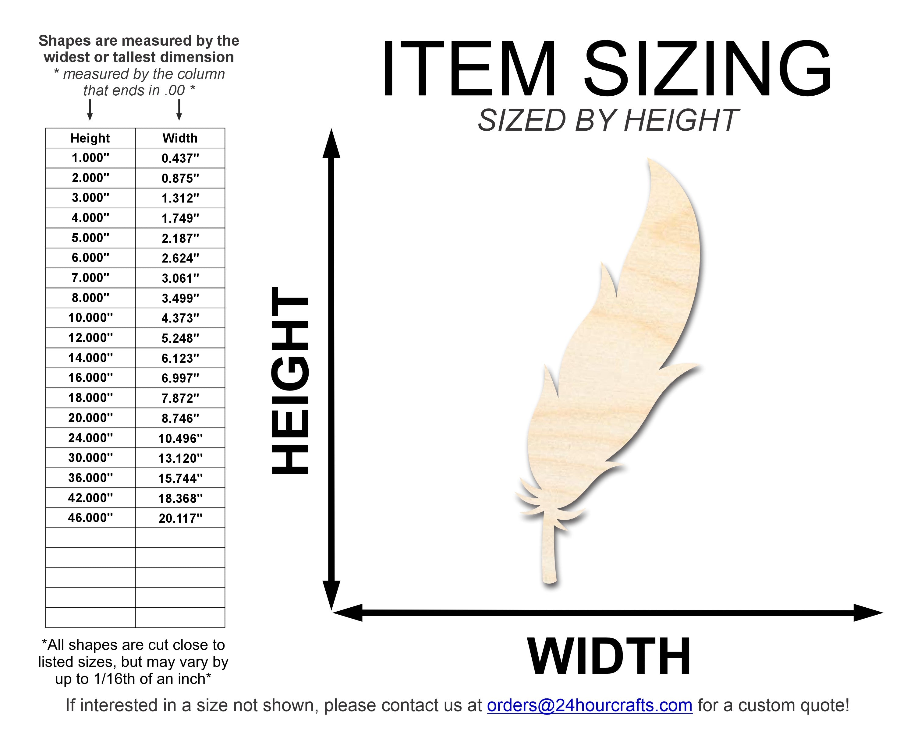 Unfinished Wood Feather Shape | DIY Craft Cutout | up to 46" DIY