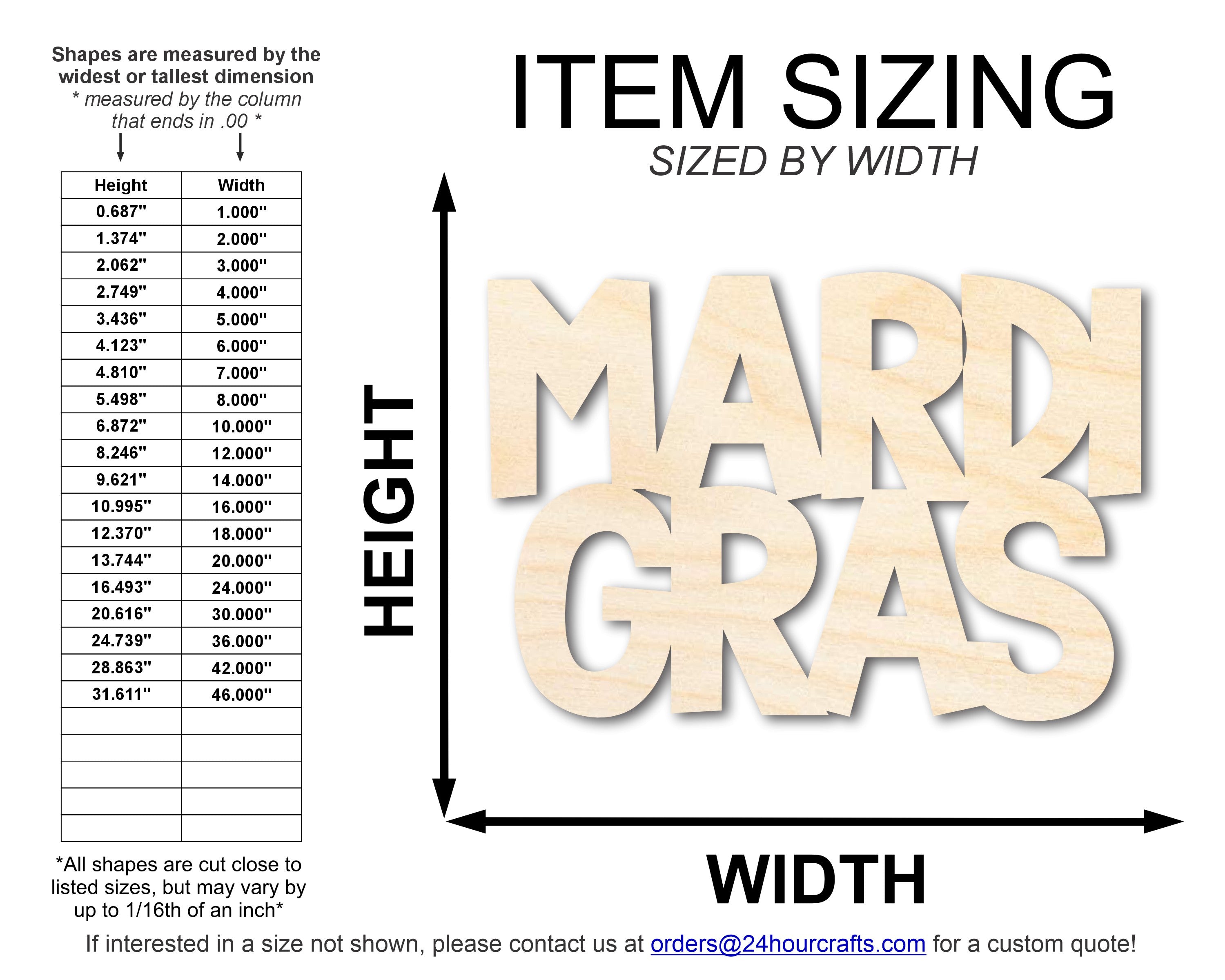 Unfinished Wood MardiGras Shape | DIY Craft Cutout | up to 46" DIY