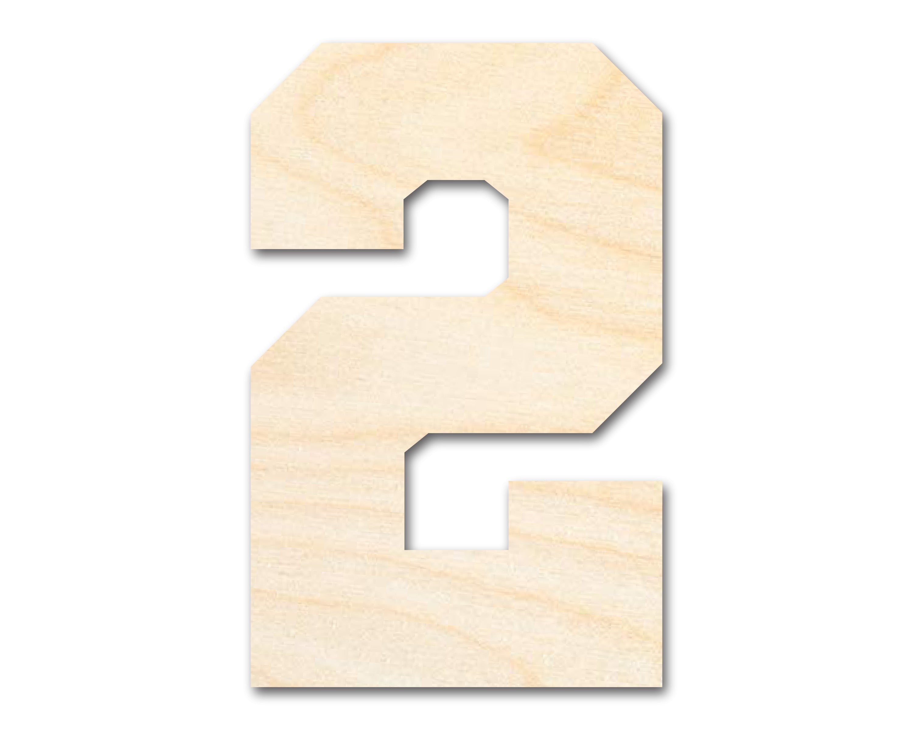 Unfinished Wood Varisty Number Two Shape | DIY Craft Cutout | up to 46" DIY