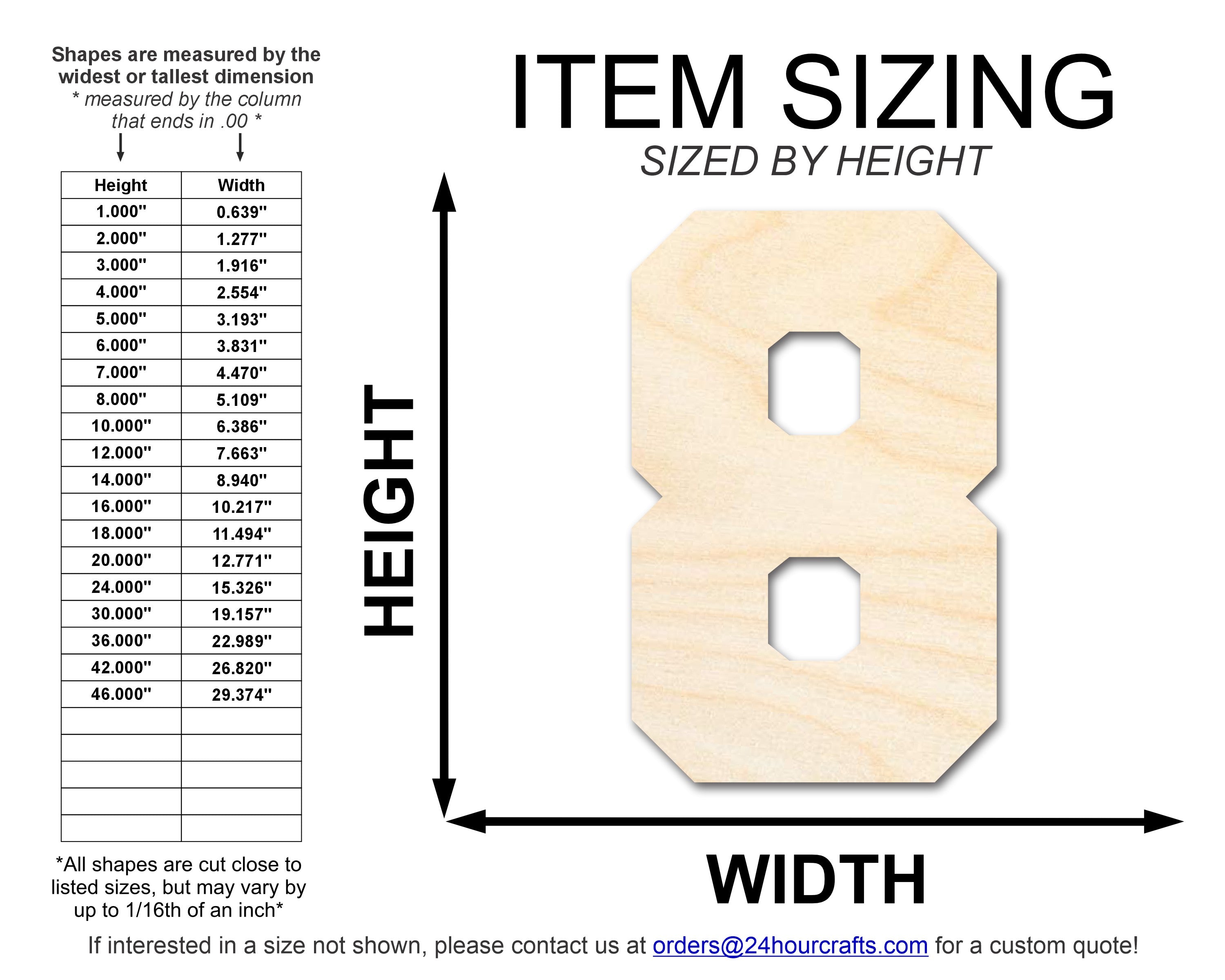 Unfinished Wood Varisty Number Eight Shape | DIY Craft Cutout | up to 46" DIY