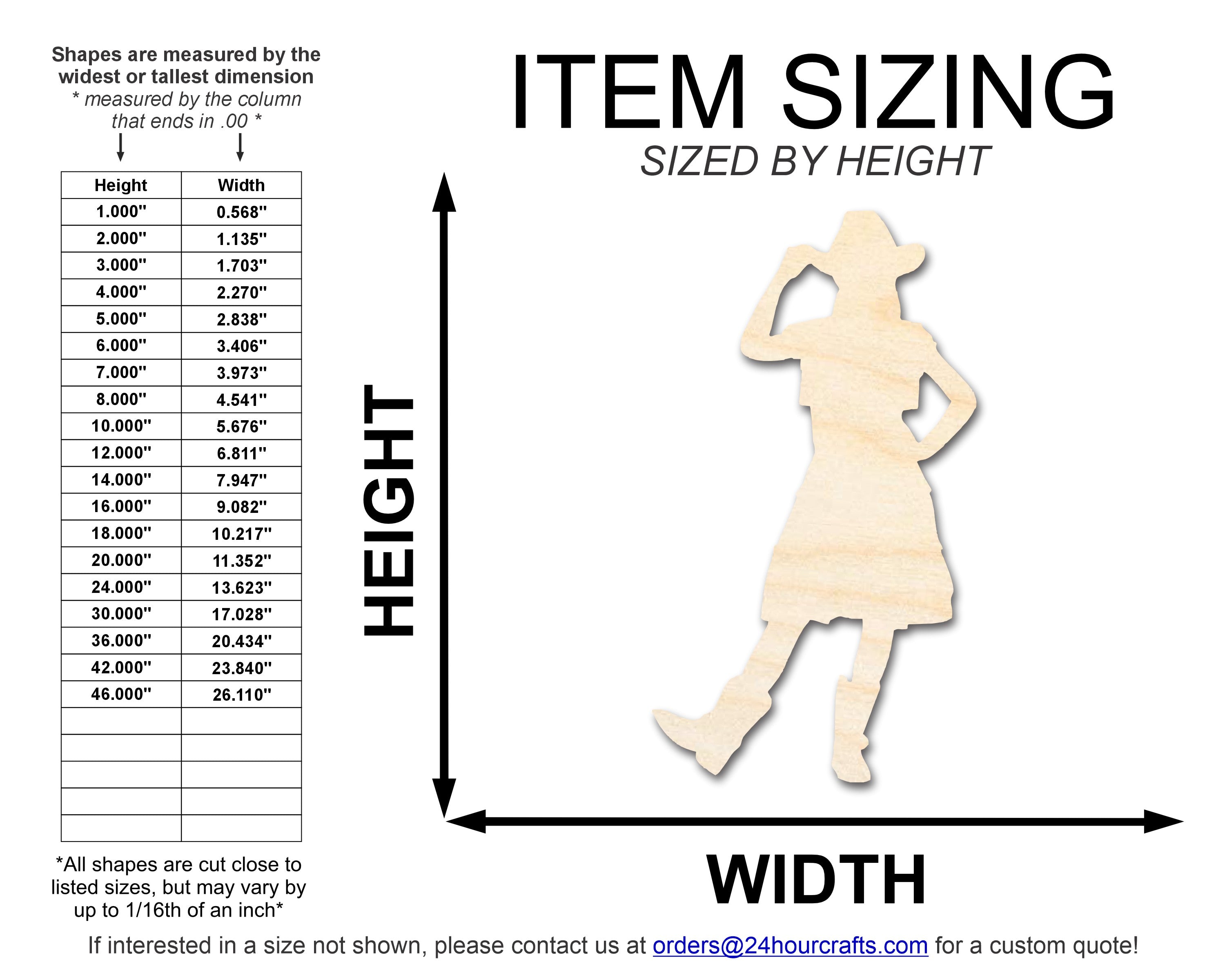 Unfinished Wood Cowgirl Shape | DIY Craft Cutout | up to 46" DIY
