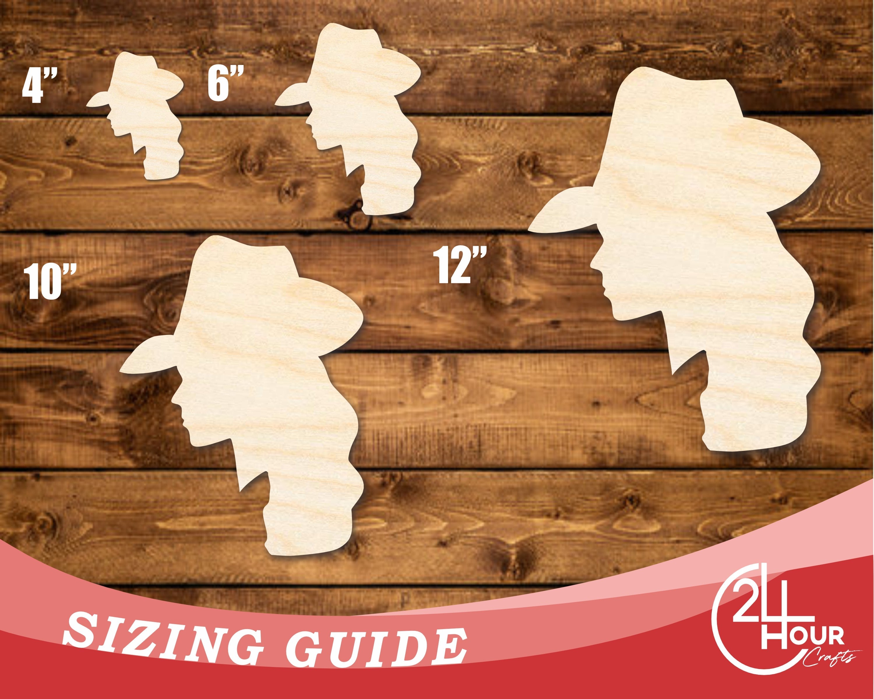 Unfinished Wood Cowgirl Silhouette Shape | DIY Craft Cutout | up to 46" DIY