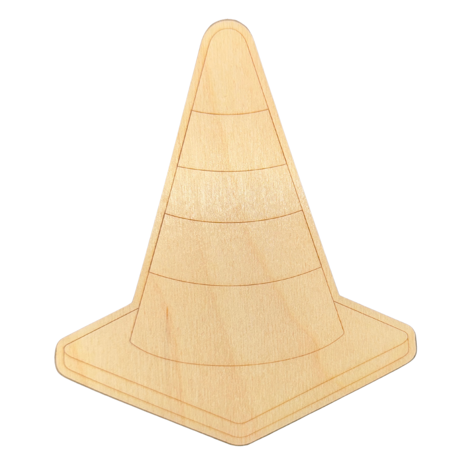 Unfinished Wood Etched Construction Cone Shape | Paint By Line Crafts | up to 30" DIY